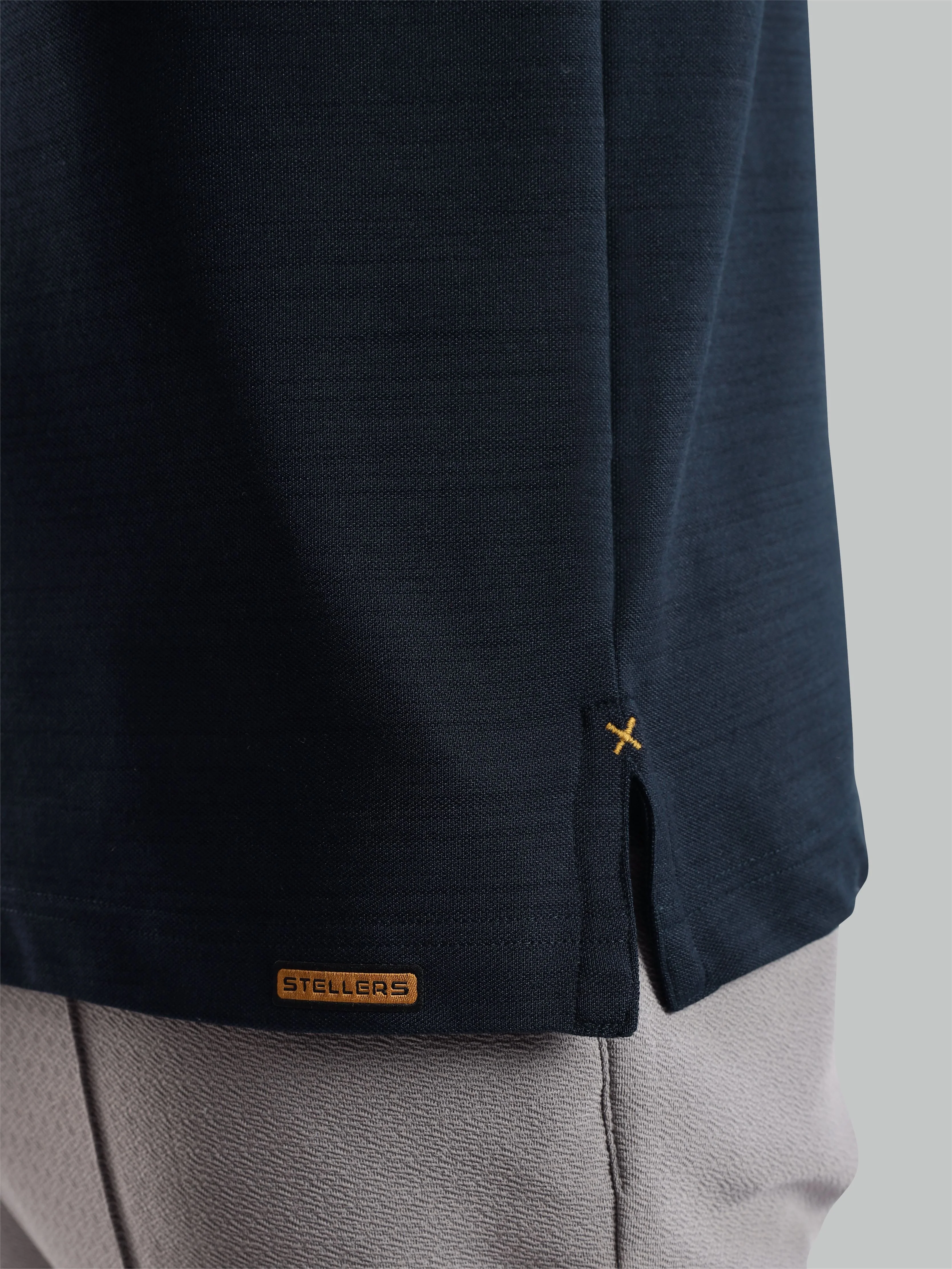 Navy Blue Premium Pique Crush Polo T-Shirt - Image 8