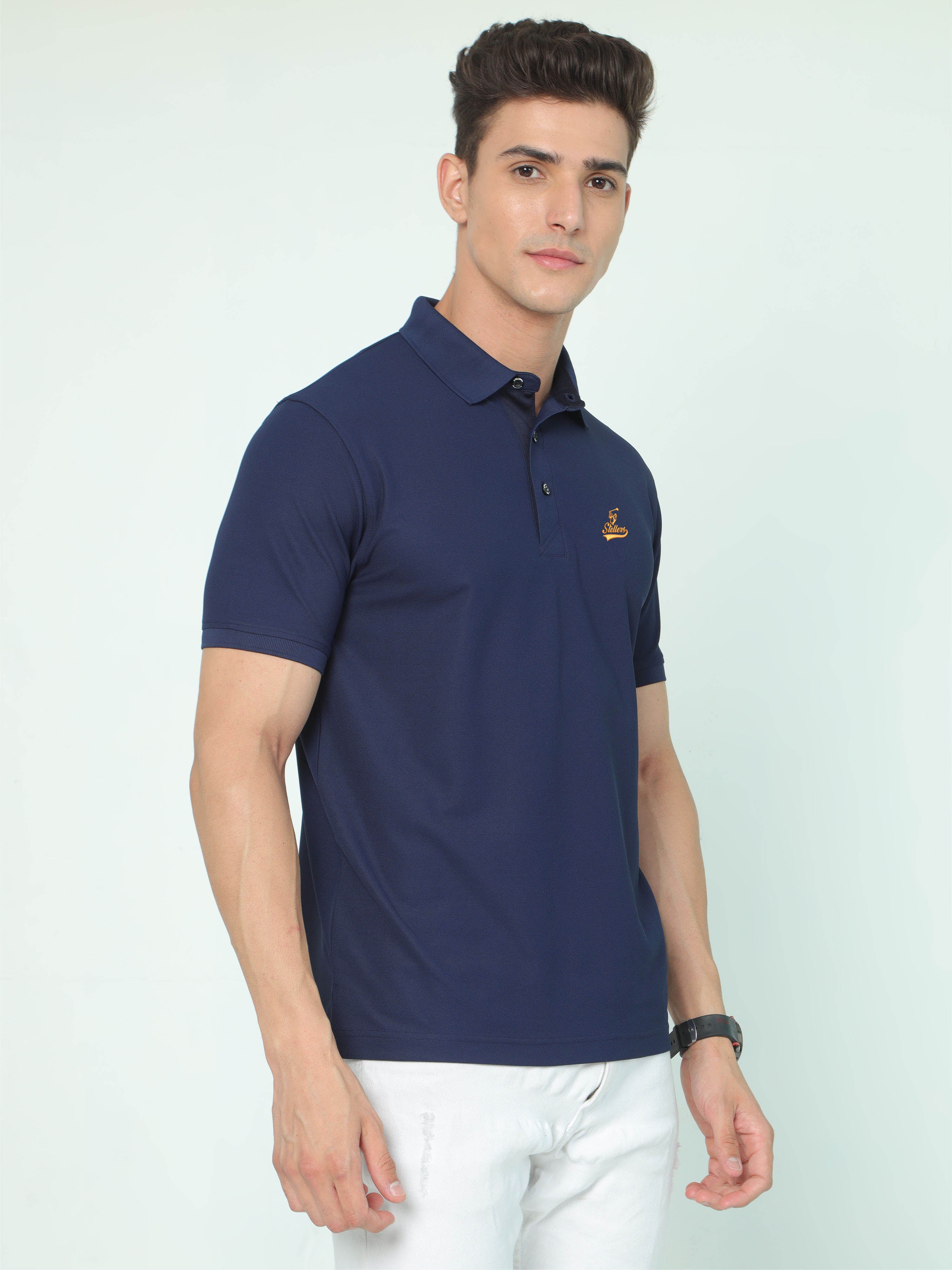 Navy Blue Signature Golf Polo T-Shirt - Image 3