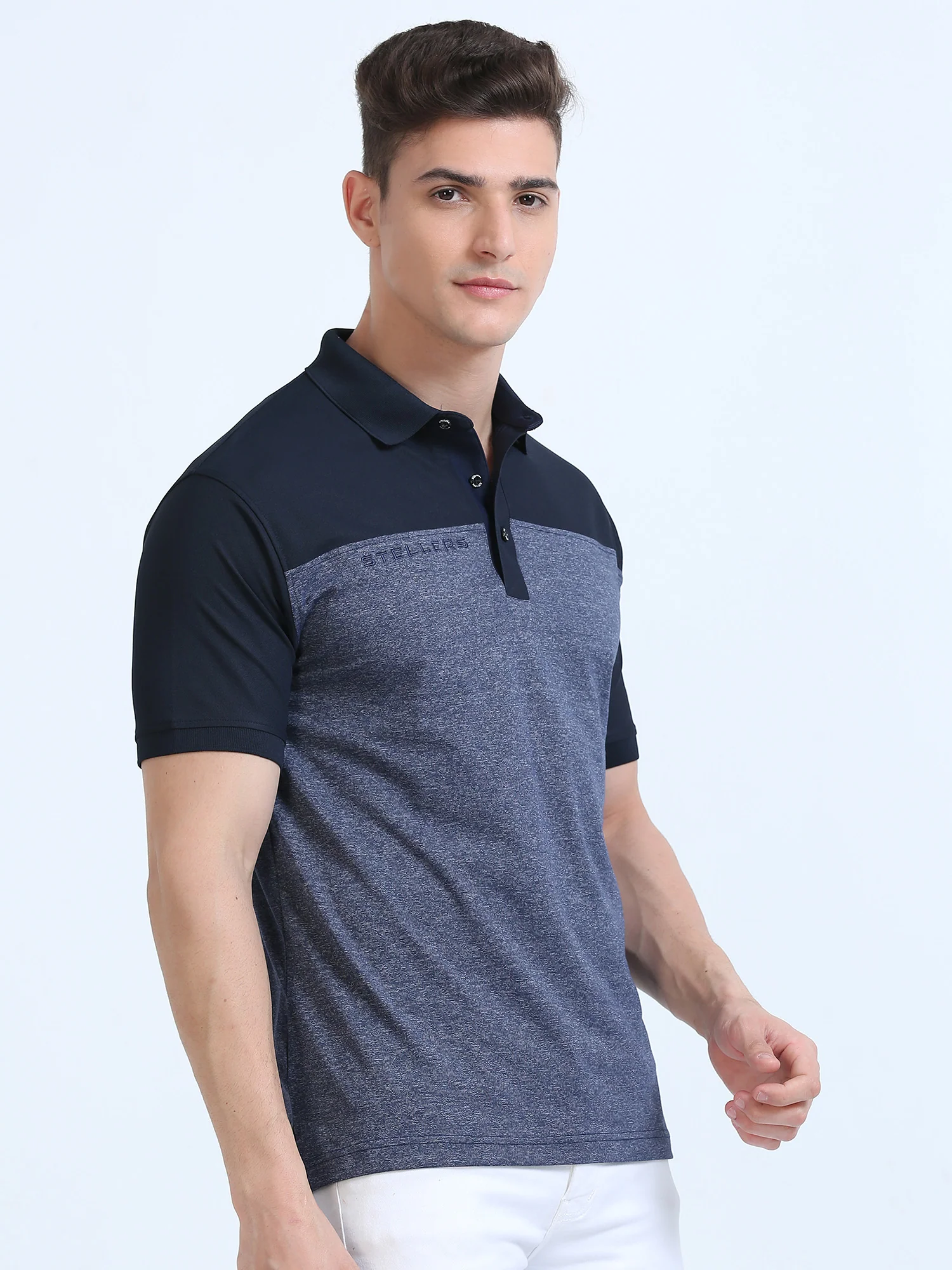 Navy Blue Men's T-Cross Polo T-Shirt | Quick Dry | Stretchable | UV Protected | Wrinkle & Odour-Free - Image 3