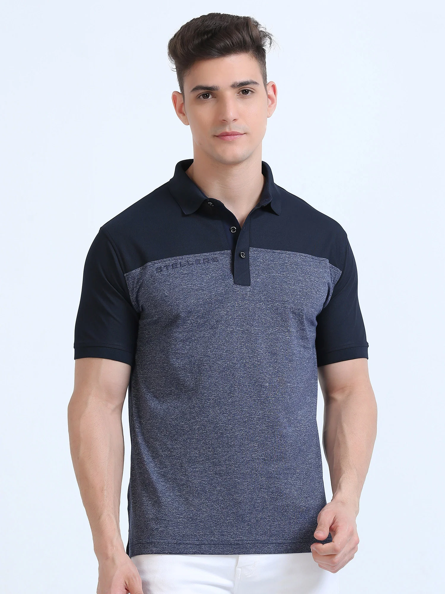 Navy Blue Men's T-Cross Polo T-Shirt | Quick Dry | Stretchable | UV Protected | Wrinkle & Odour-Free - Image 4