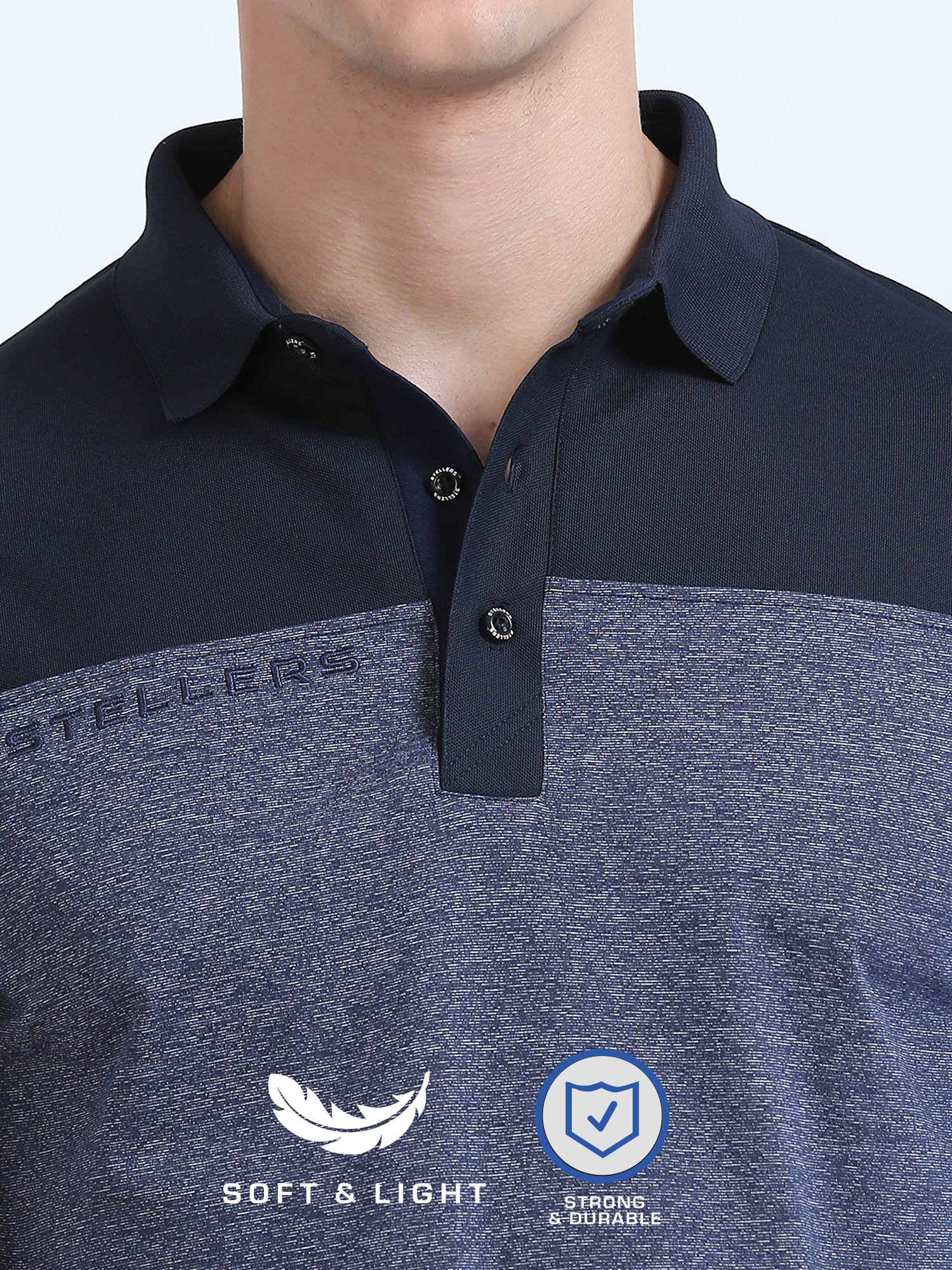 Navy Blue Men's T-Cross Polo T-Shirt | Quick Dry | Stretchable | UV Protected | Wrinkle & Odour-Free - Image 6