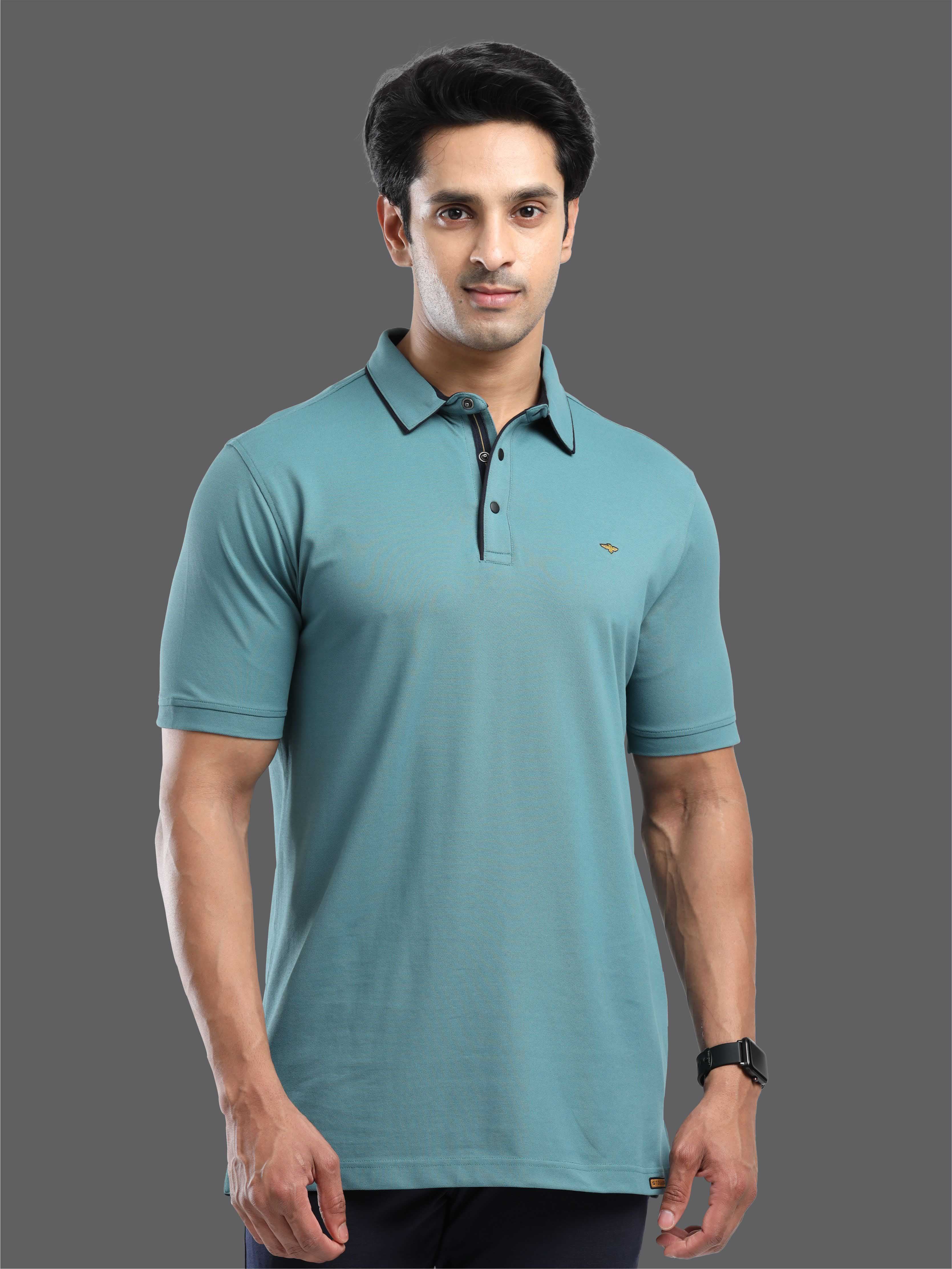 Nile Blue Men Premium SoftBerry PQ Polo T-Shirt - Image 3