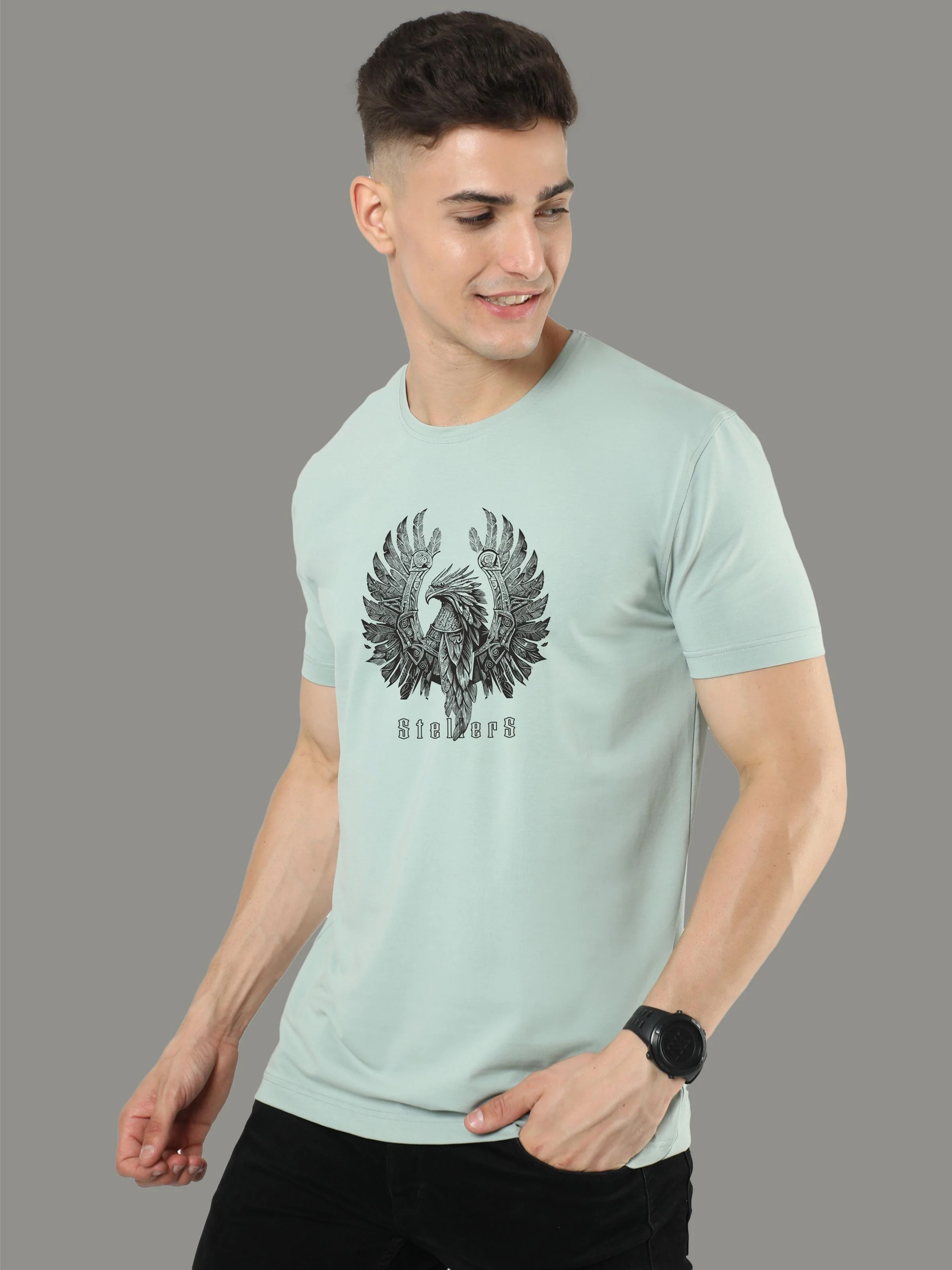 Ocean Green Men's Crew Neck T-Shirts - Image 4