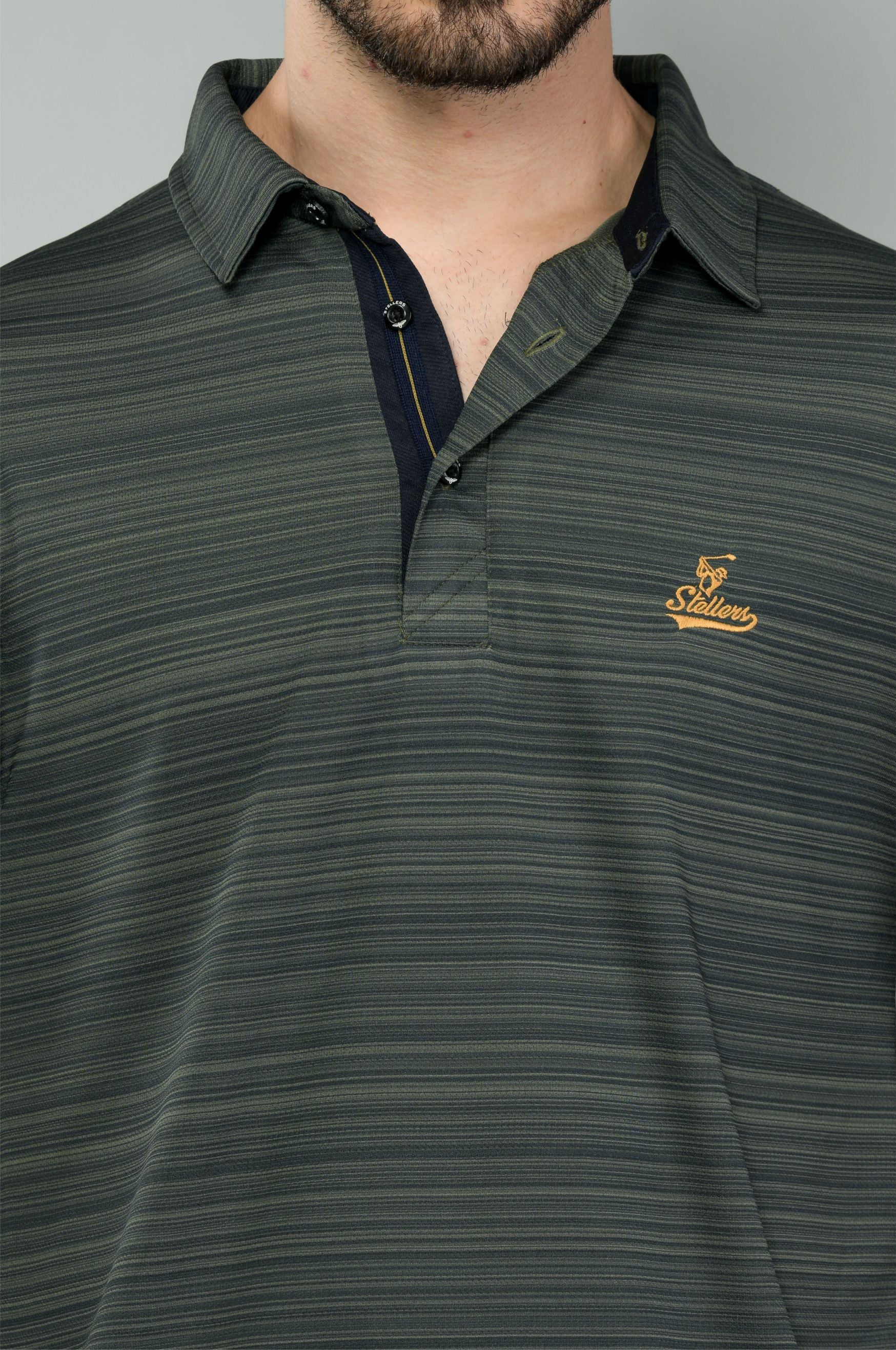 Olive green Men's Barcode Weave Golf Polo T-Shirt | Quick Dry | Stretchable | UV Protected | Wrinkle & Odour-Free - Image 6