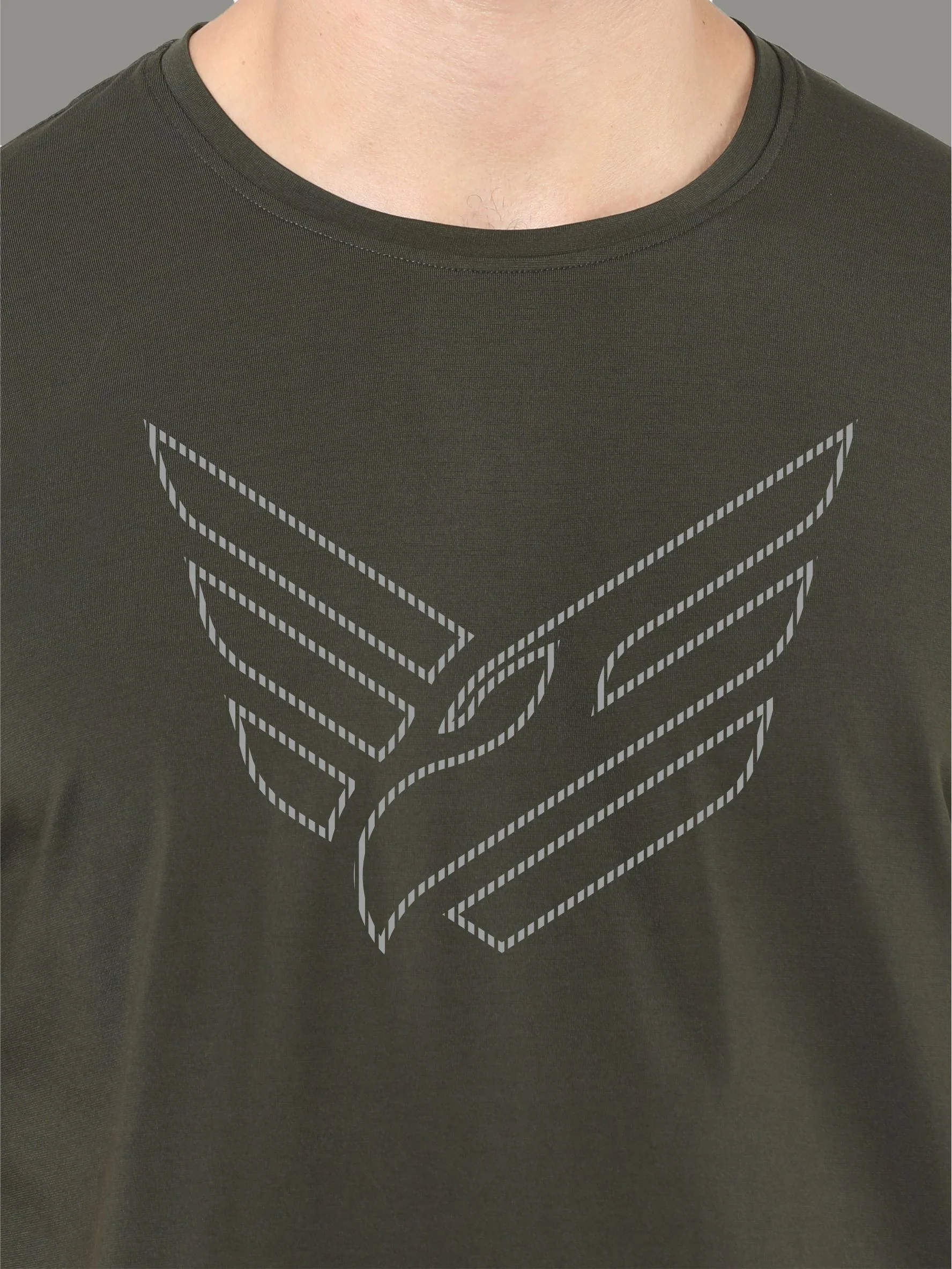 Olive Green Men's Crew Neck T-Shirts - Image 6