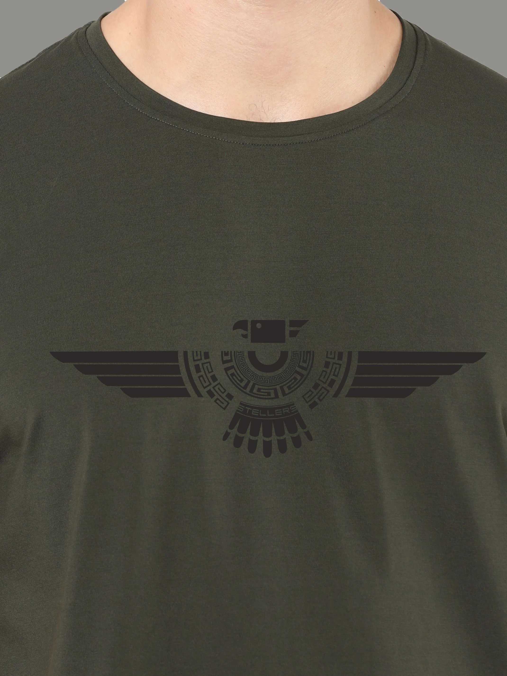 Olive Green Men's Crew Neck T-Shirts - Image 6