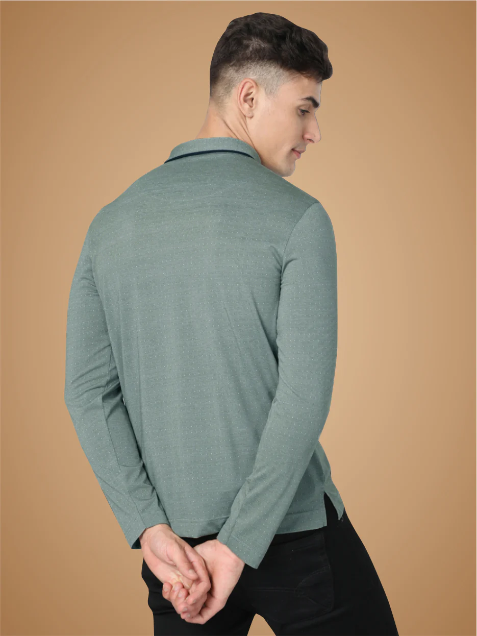 Pista Green Dropman Men's Classic Polo T-Shirt Full Sleeve - Image 4