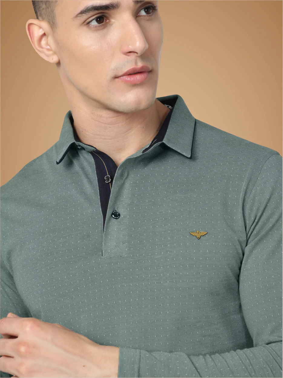 Pista Green Dropman Men's Classic Polo T-Shirt Full Sleeve - Image 5