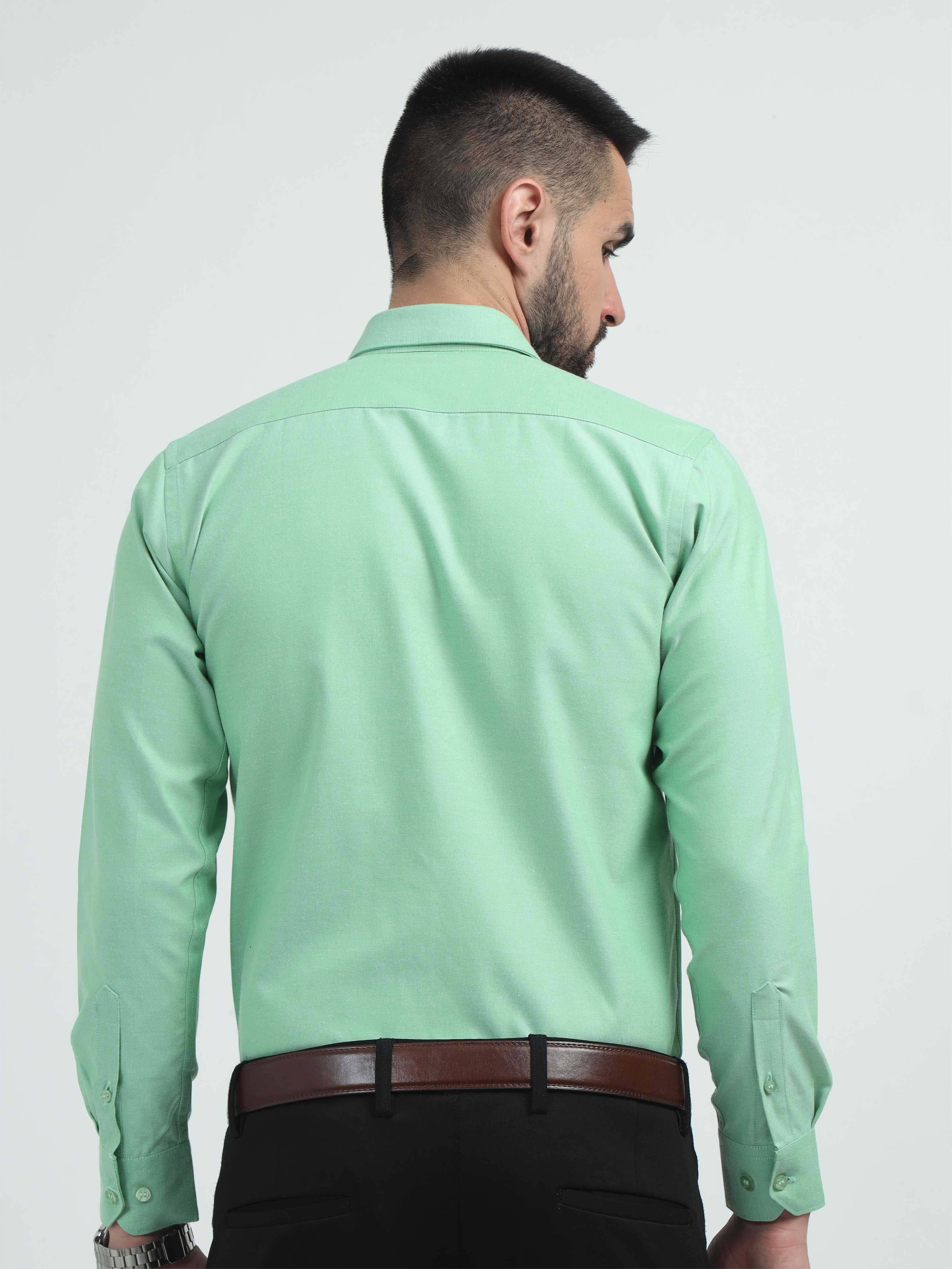 Pista Green Men's Premium Oxford Office Formals - Image 3