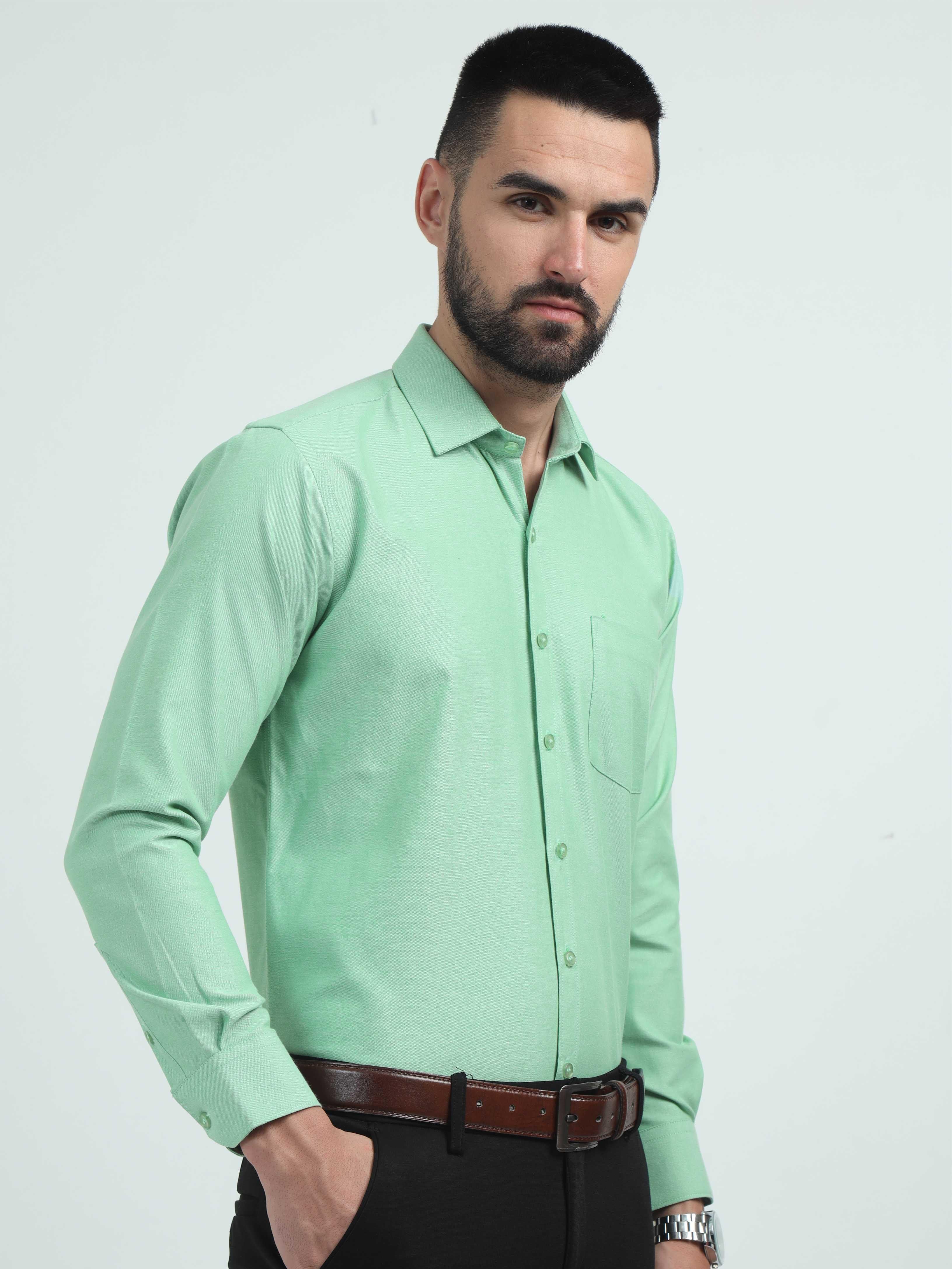 Pista Green Men's Premium Oxford Office Formals - Image 5
