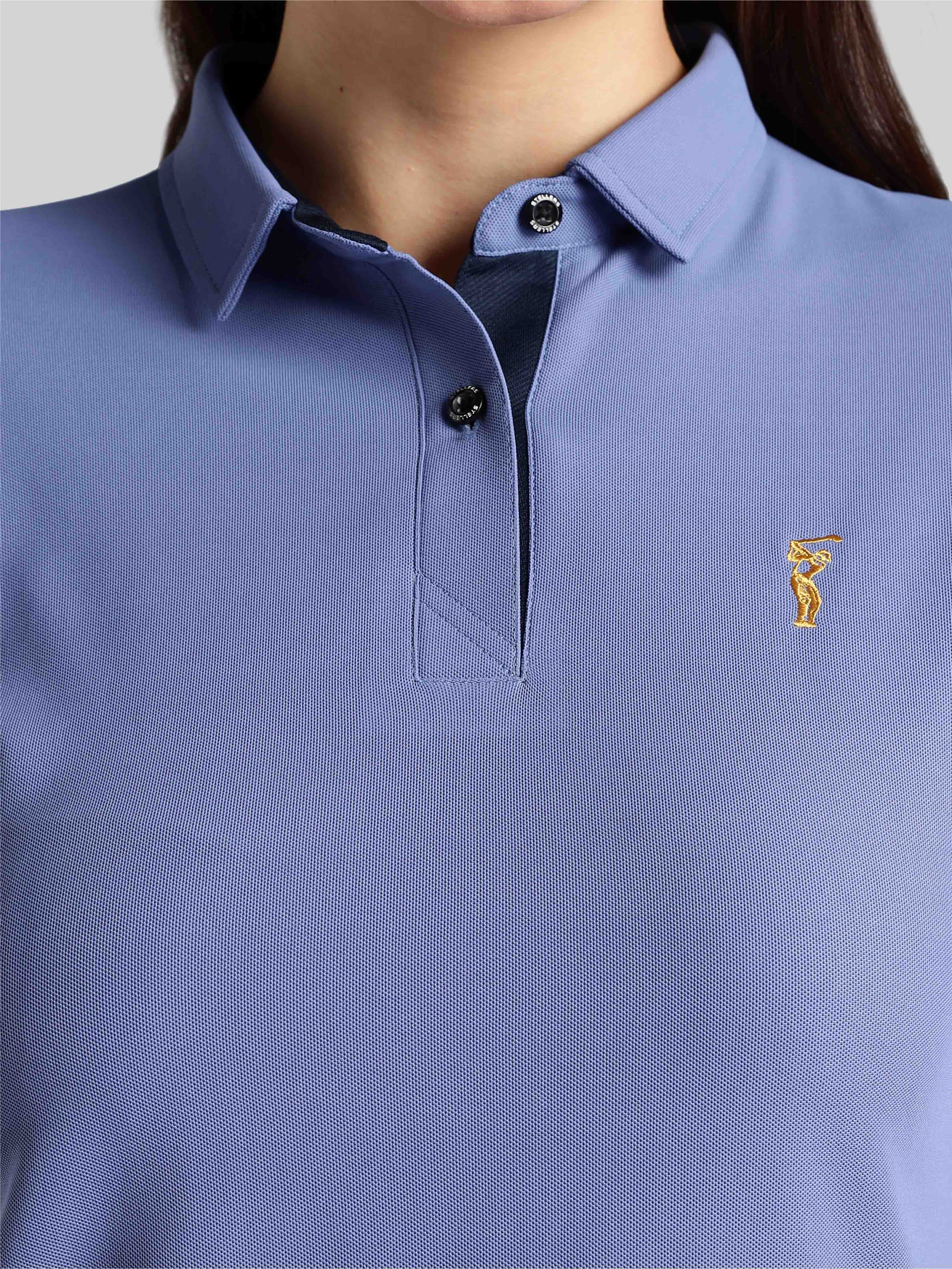 Women's Purple Blue Premium Golf Polo T-Shirt - Image 3