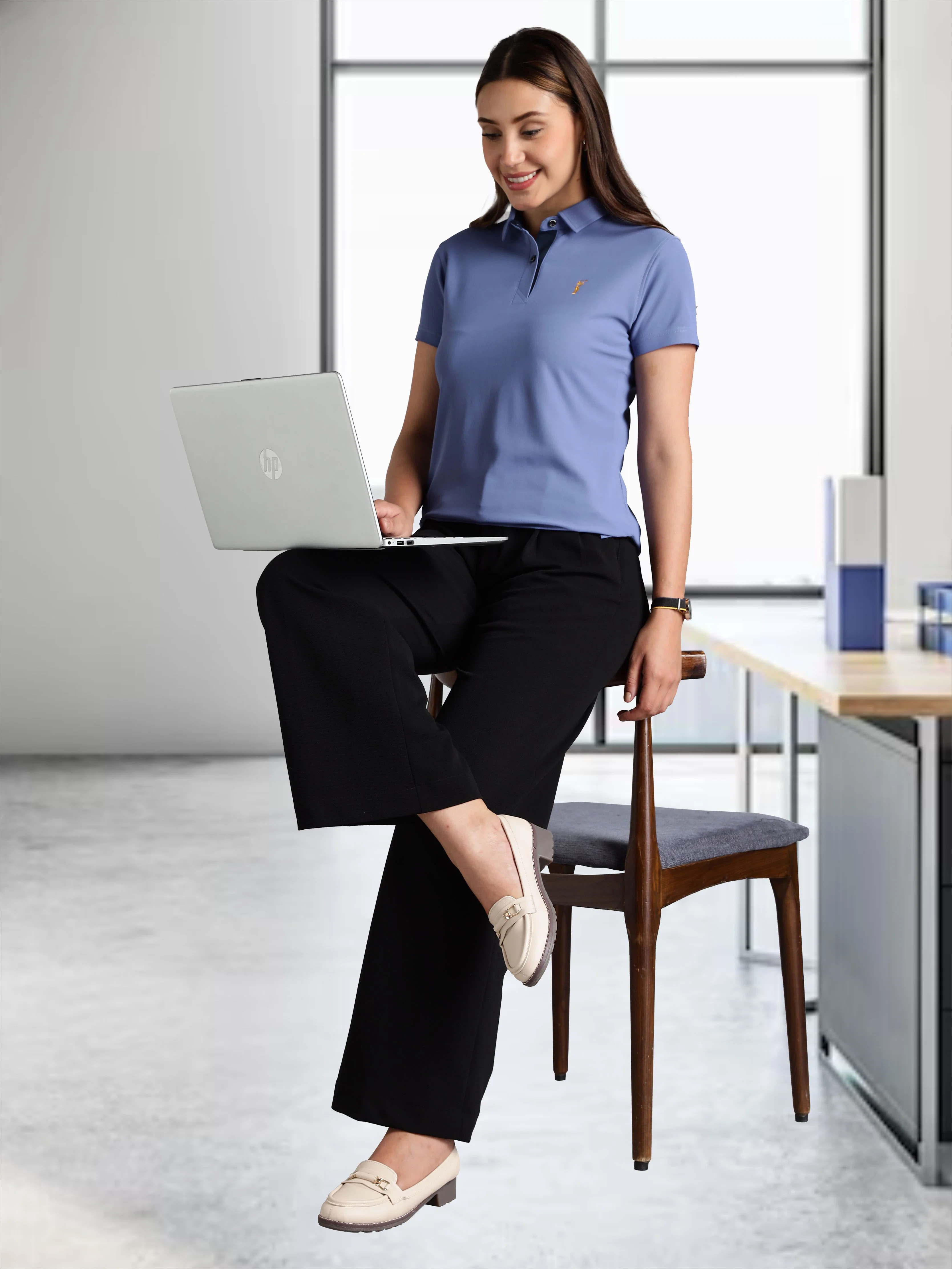 Women's Purple Blue Premium Golf Polo T-Shirt - Image 5