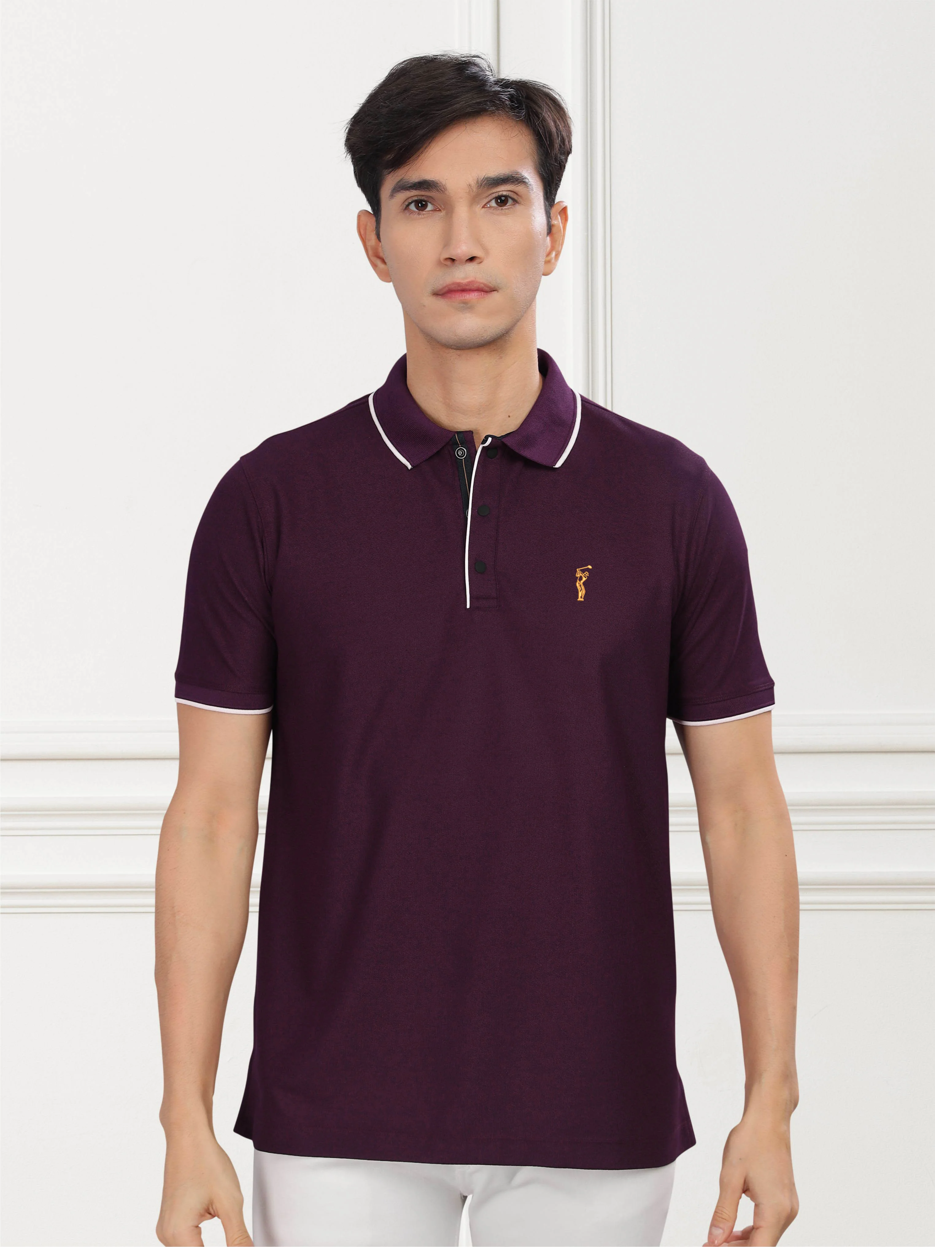 Raspberry Mens Tipping Polo T-Shirt | Wrinkle & Odour-Free | Quick Dry | Stretchable | UV Protected - Image 3