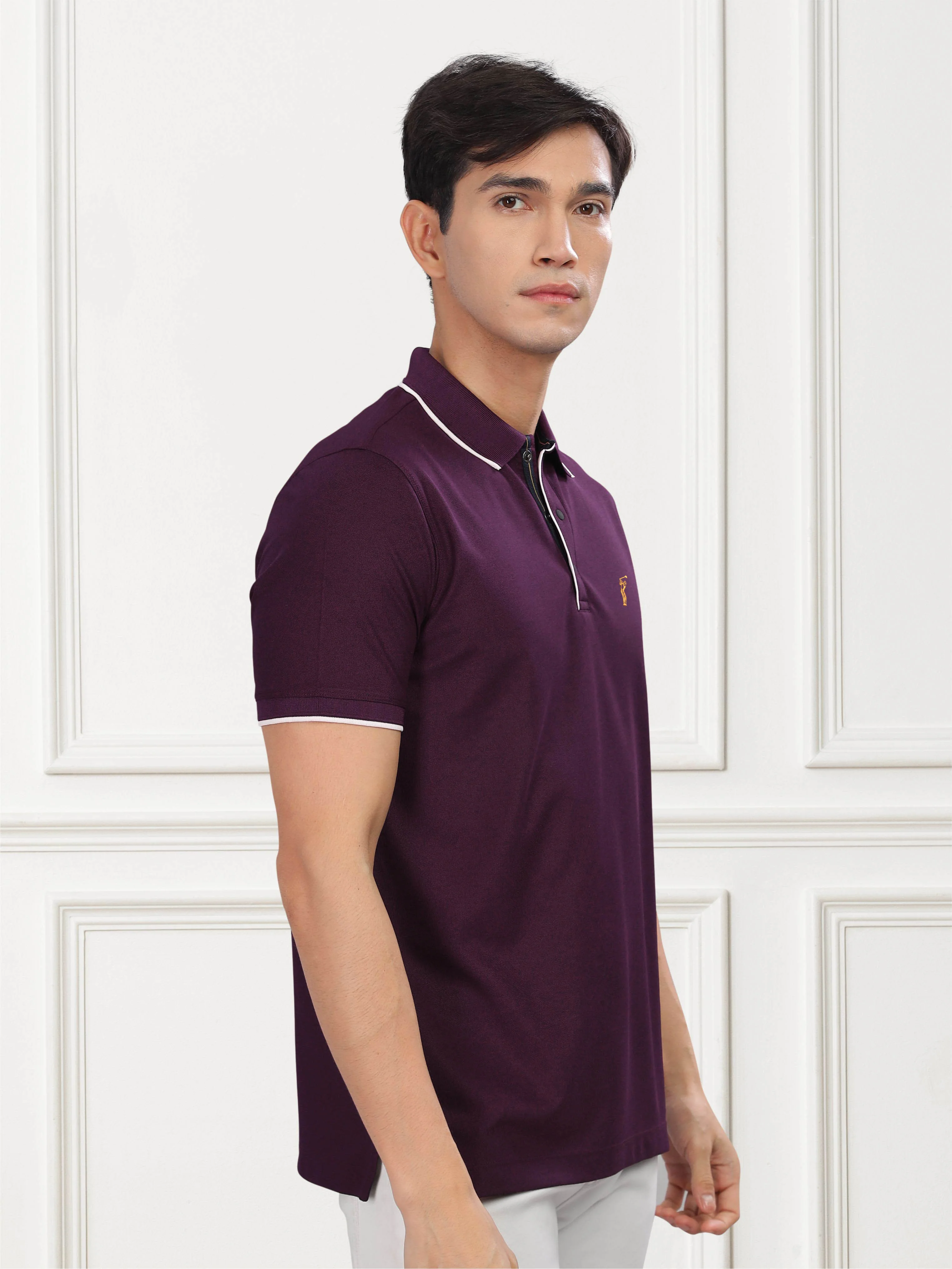 Raspberry Mens Tipping Polo T-Shirt | Wrinkle & Odour-Free | Quick Dry | Stretchable | UV Protected - Image 4