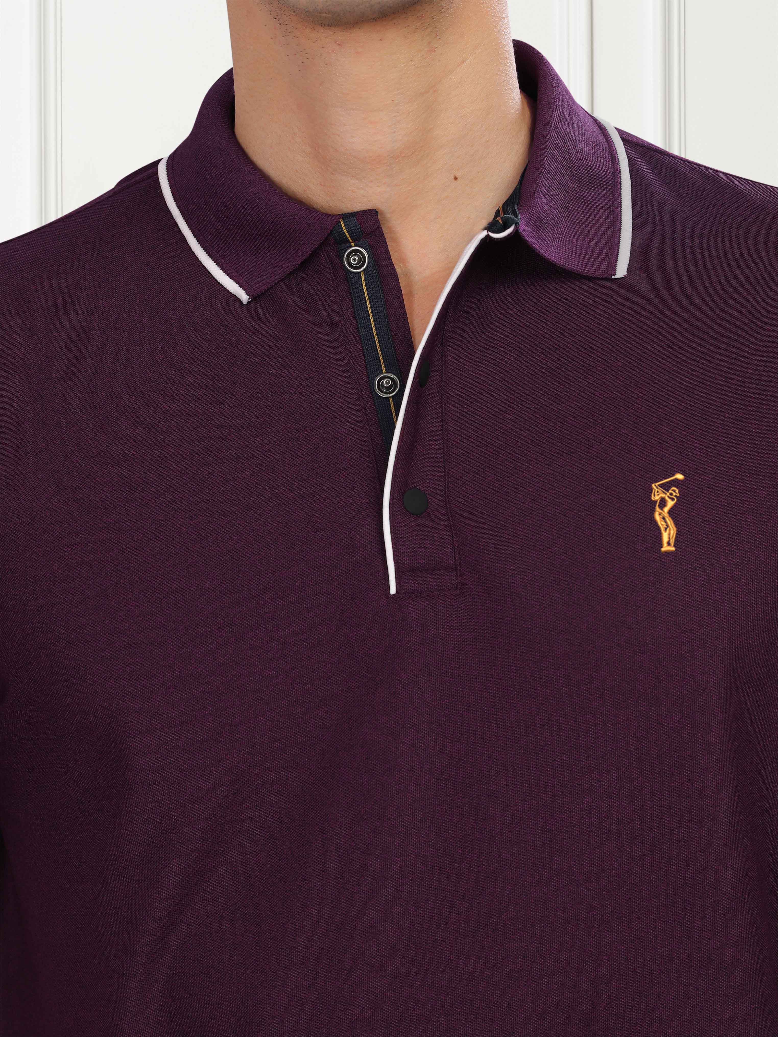 Raspberry Mens Tipping Polo T-Shirt | Wrinkle & Odour-Free | Quick Dry | Stretchable | UV Protected - Image 6