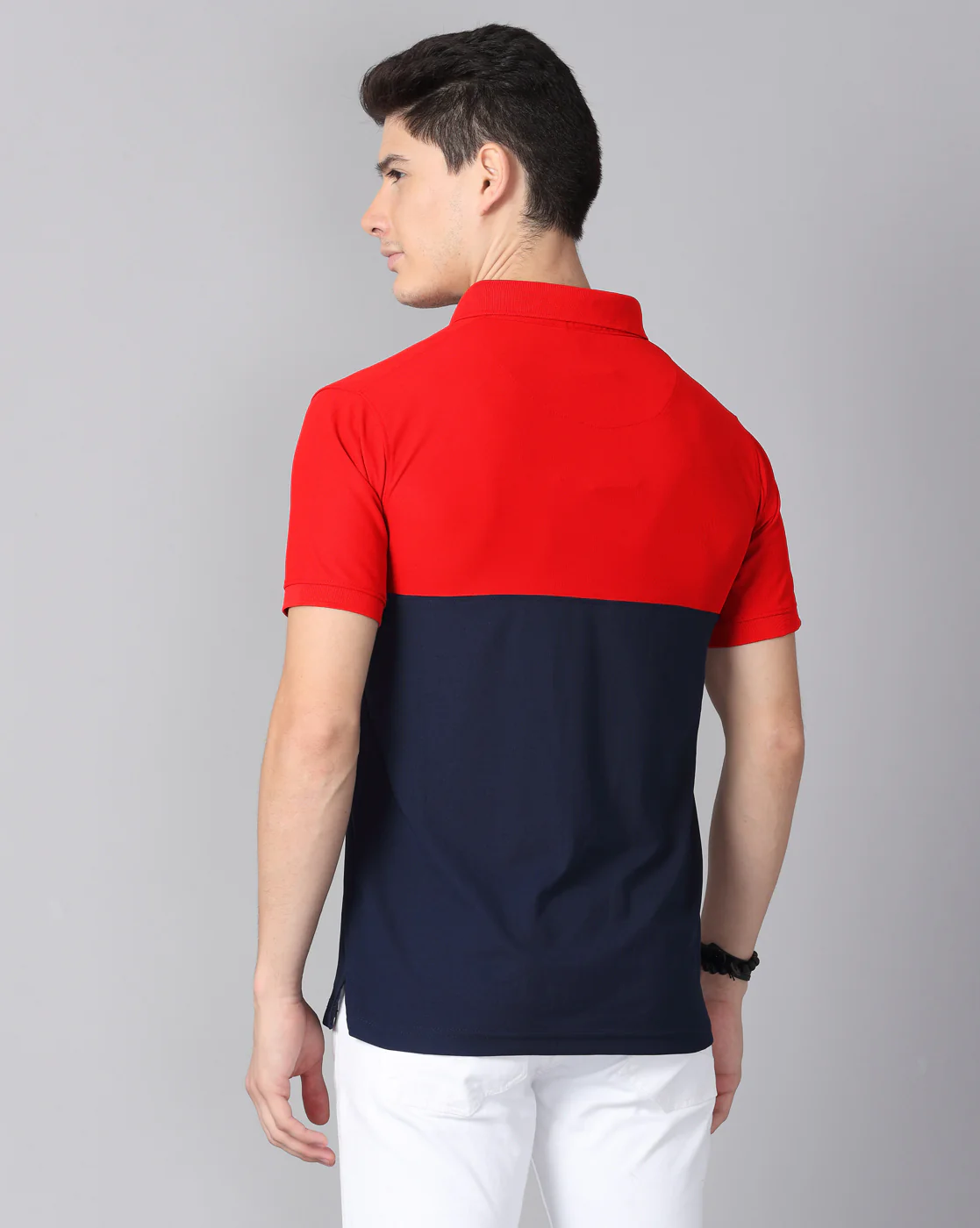 Red-Navy Men's Half & Half Polo T-Shirt | Quick Dry | Stretchable | UV Protected | Wrinkle & Odour-Free - Image 7