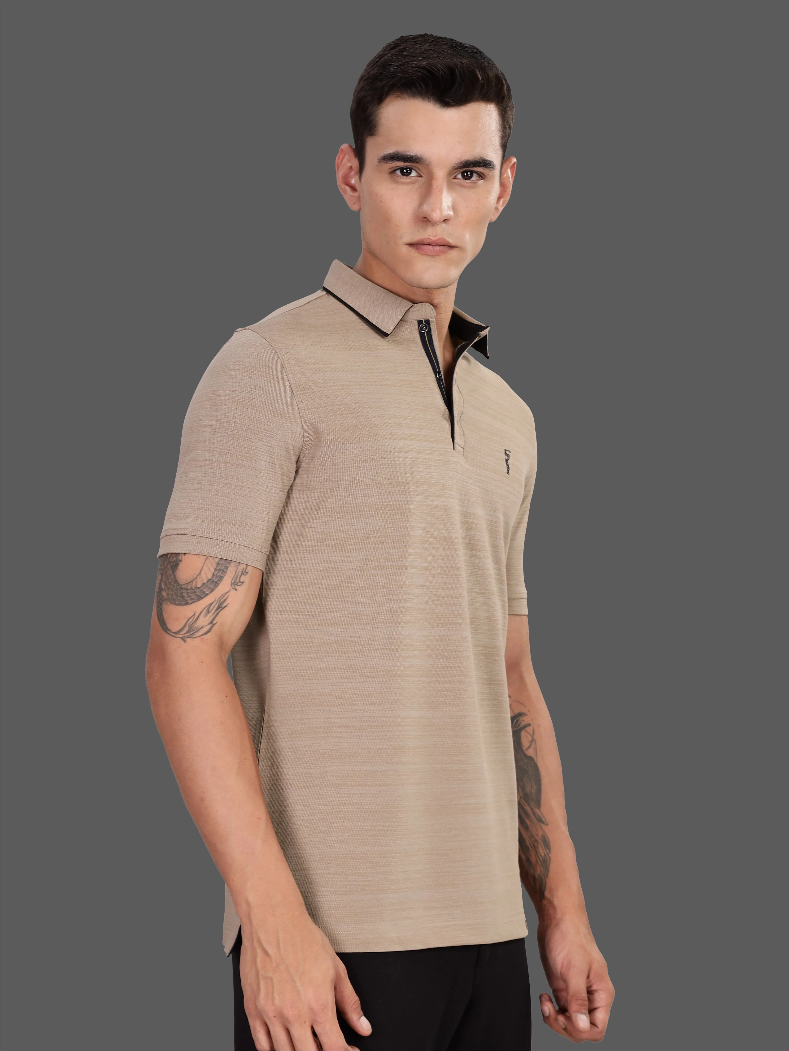 Shadow Grey Premium Pique Crush Polo T-Shirt - Image 3