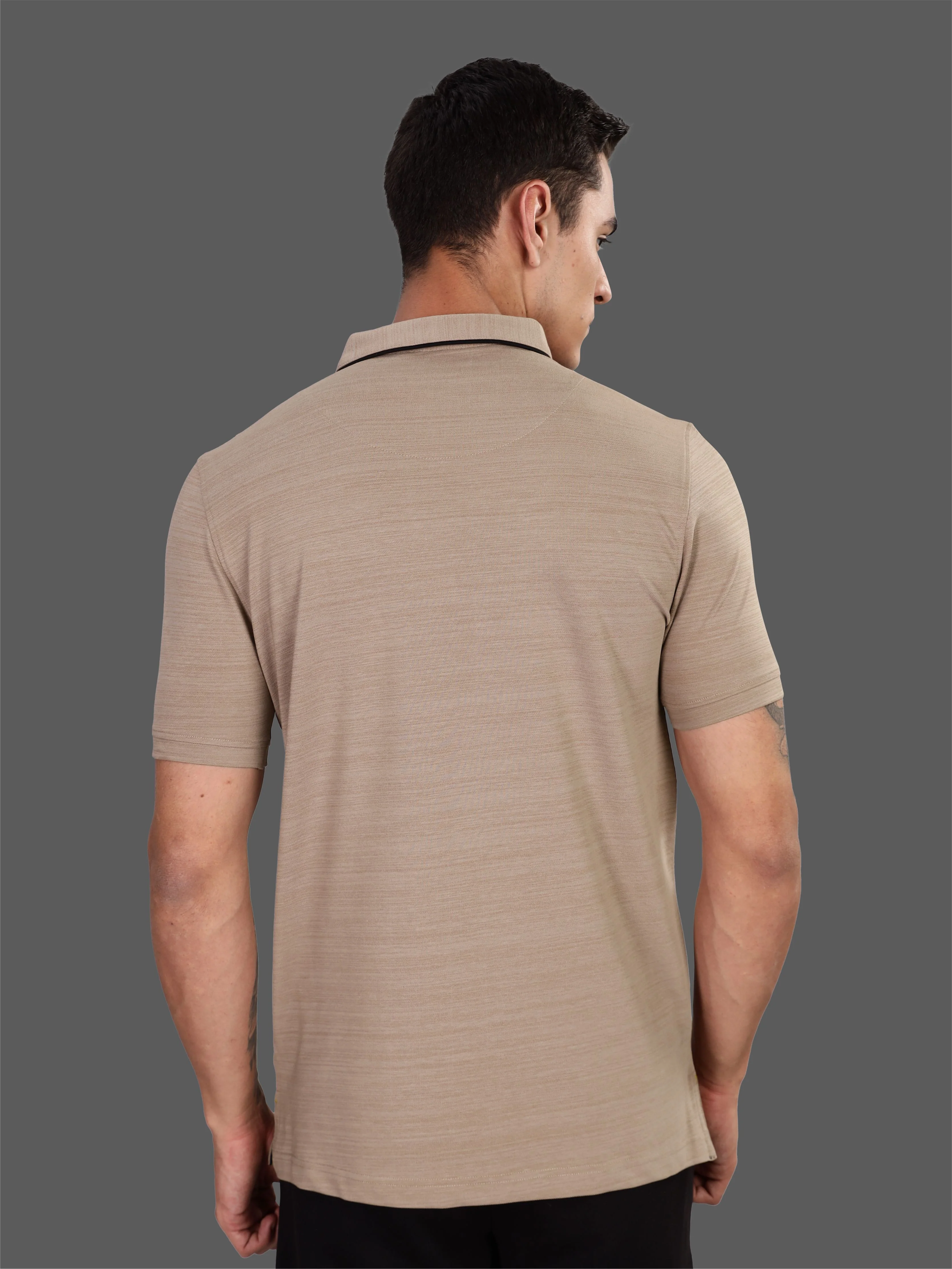 Shadow Grey Premium Pique Crush Polo T-Shirt - Image 4