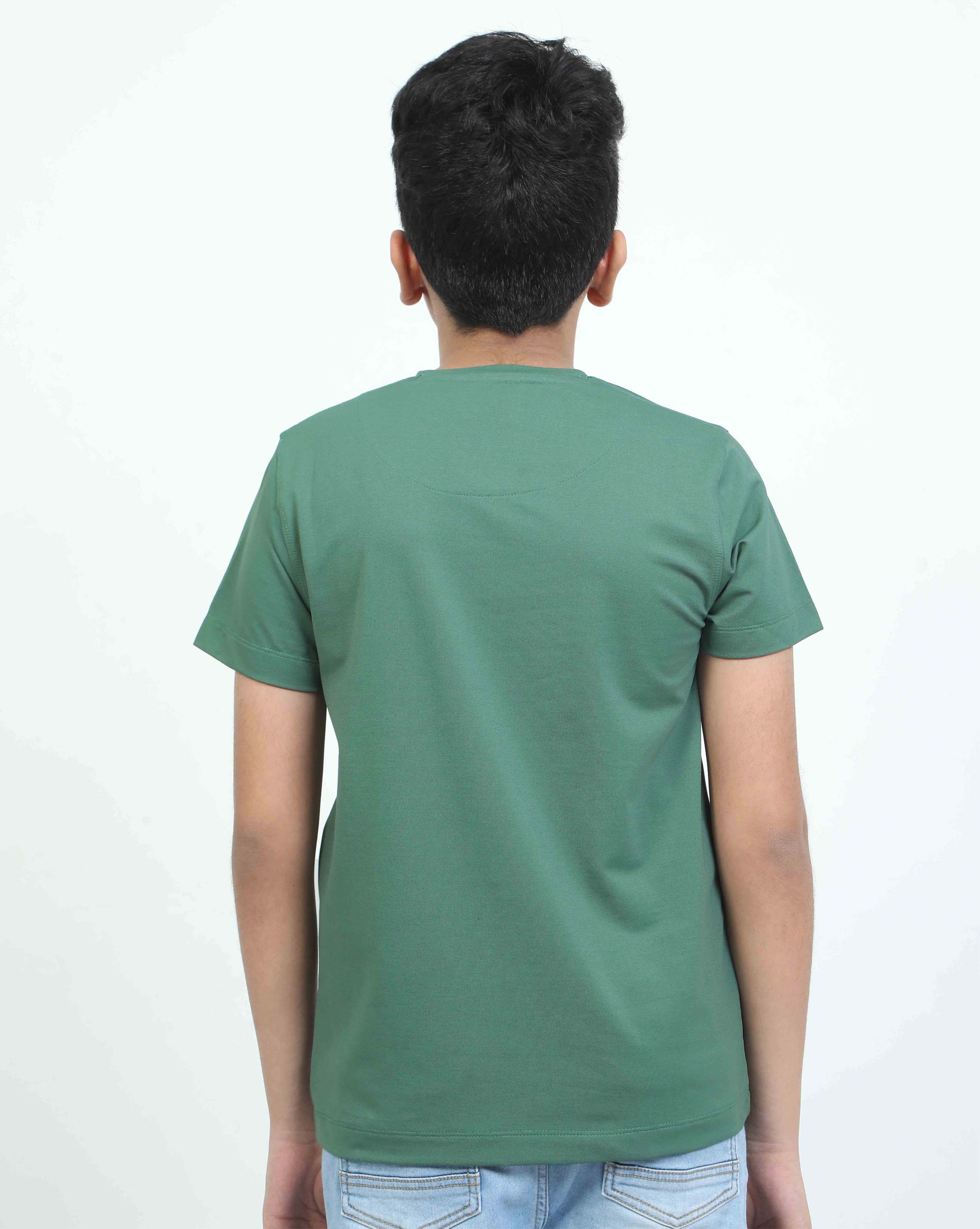 Apple Green Explore Print Crew Neck T-Shirt - Image 6