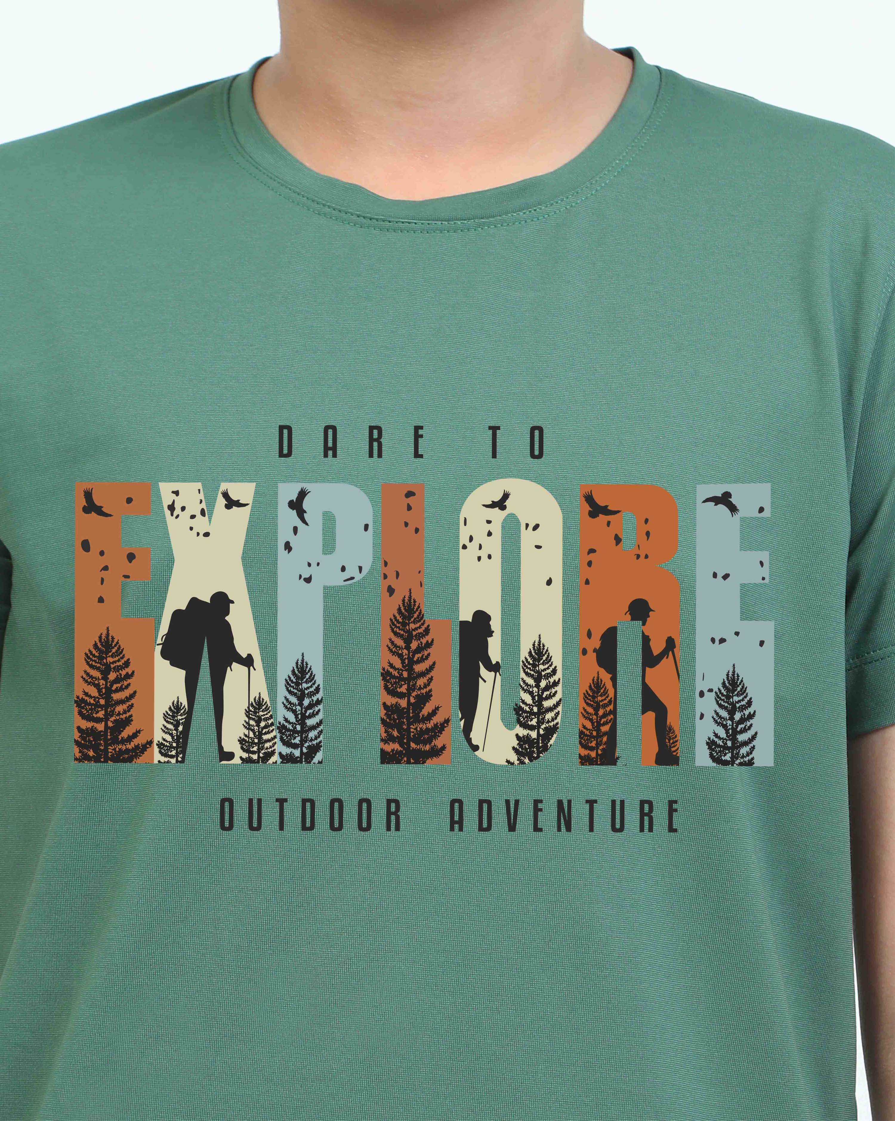 Apple Green Explore Print Crew Neck T-Shirt - Image 7