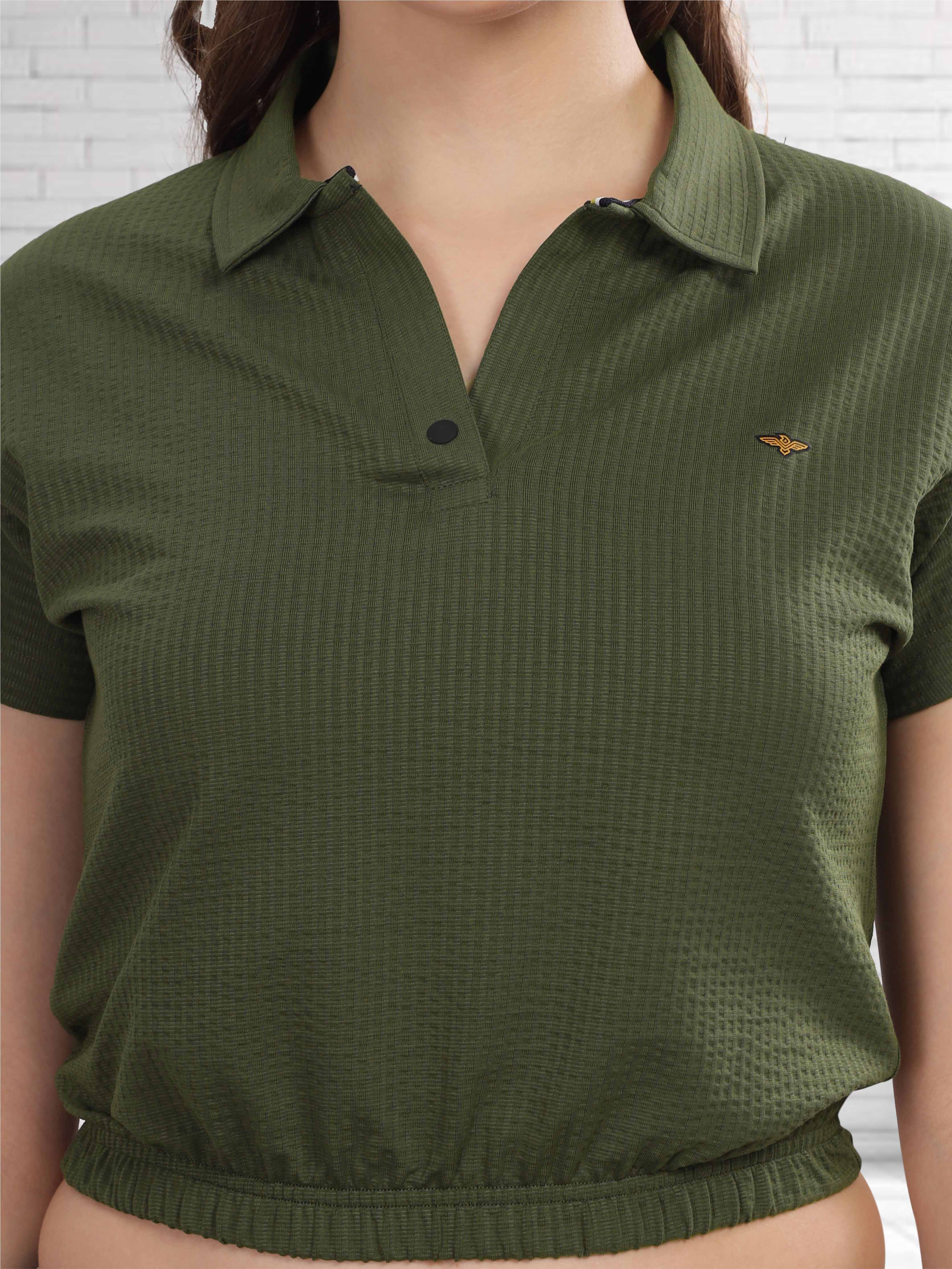 Olive Green Women's Crop Tops - Image 4