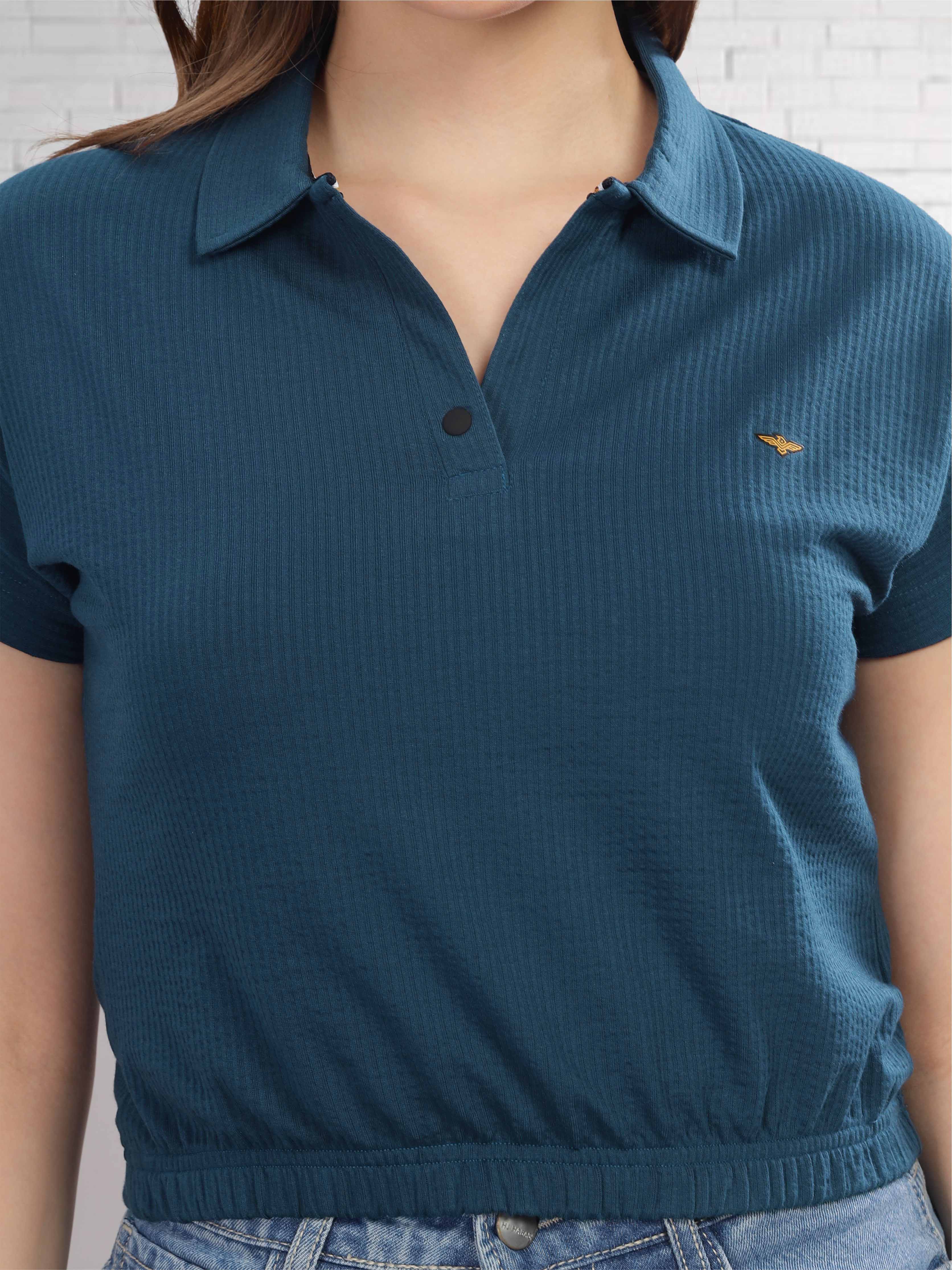 Teal Blue Women's Crop Tops - Image 5