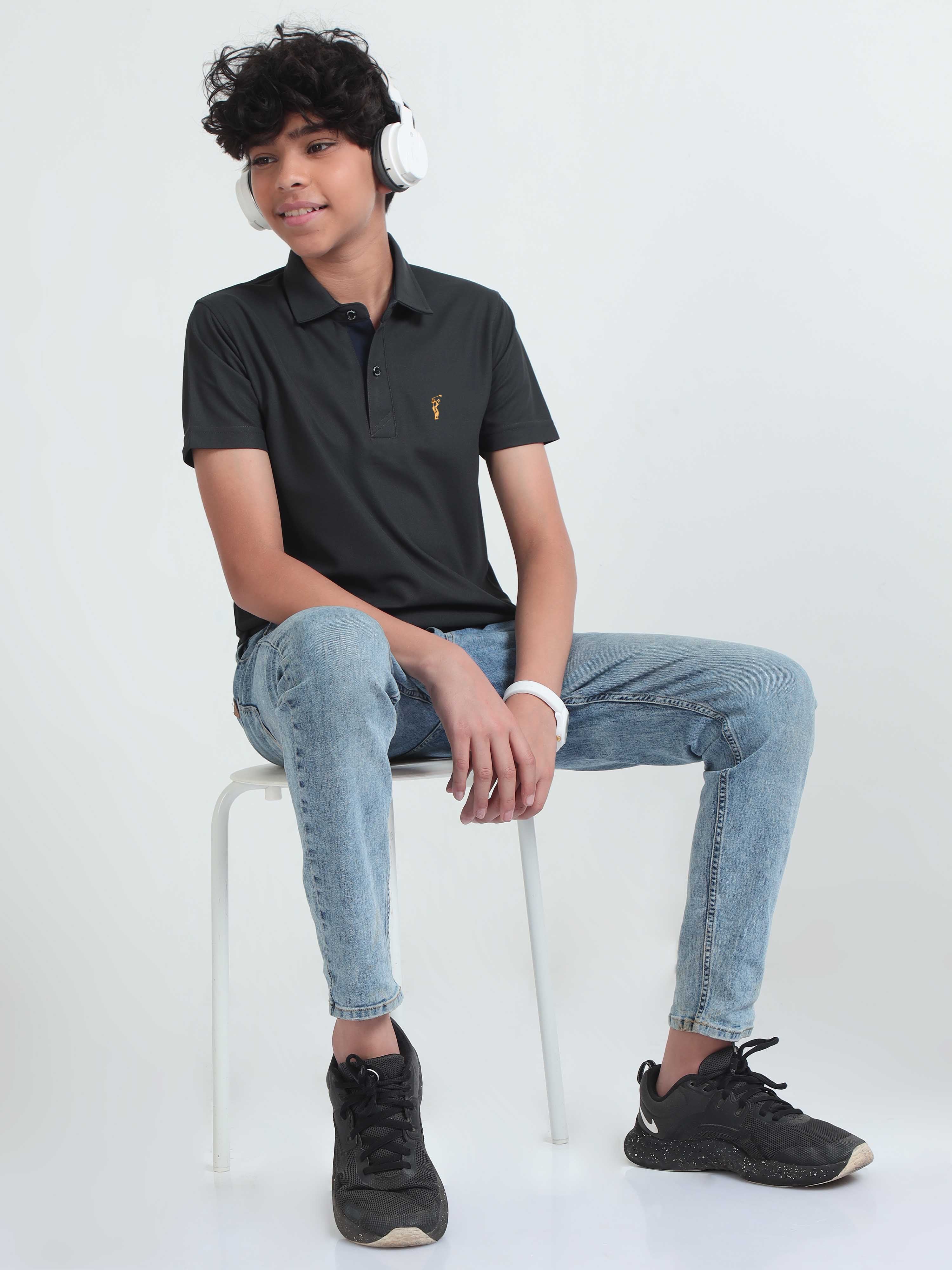 Dark Grey Premium Golf Polo T-Shirt - Image 5