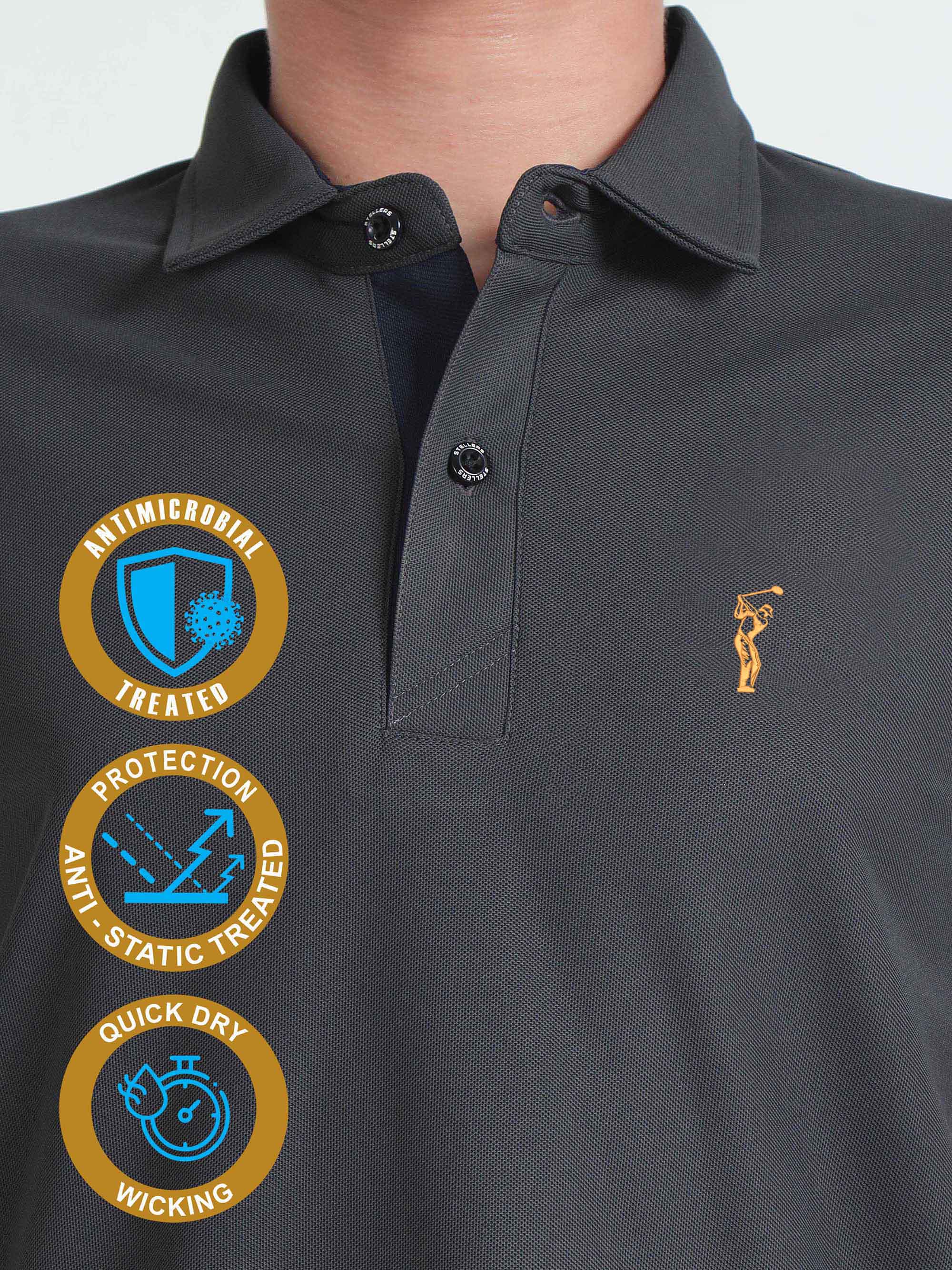 Dark Grey Premium Golf Polo T-Shirt - Image 7
