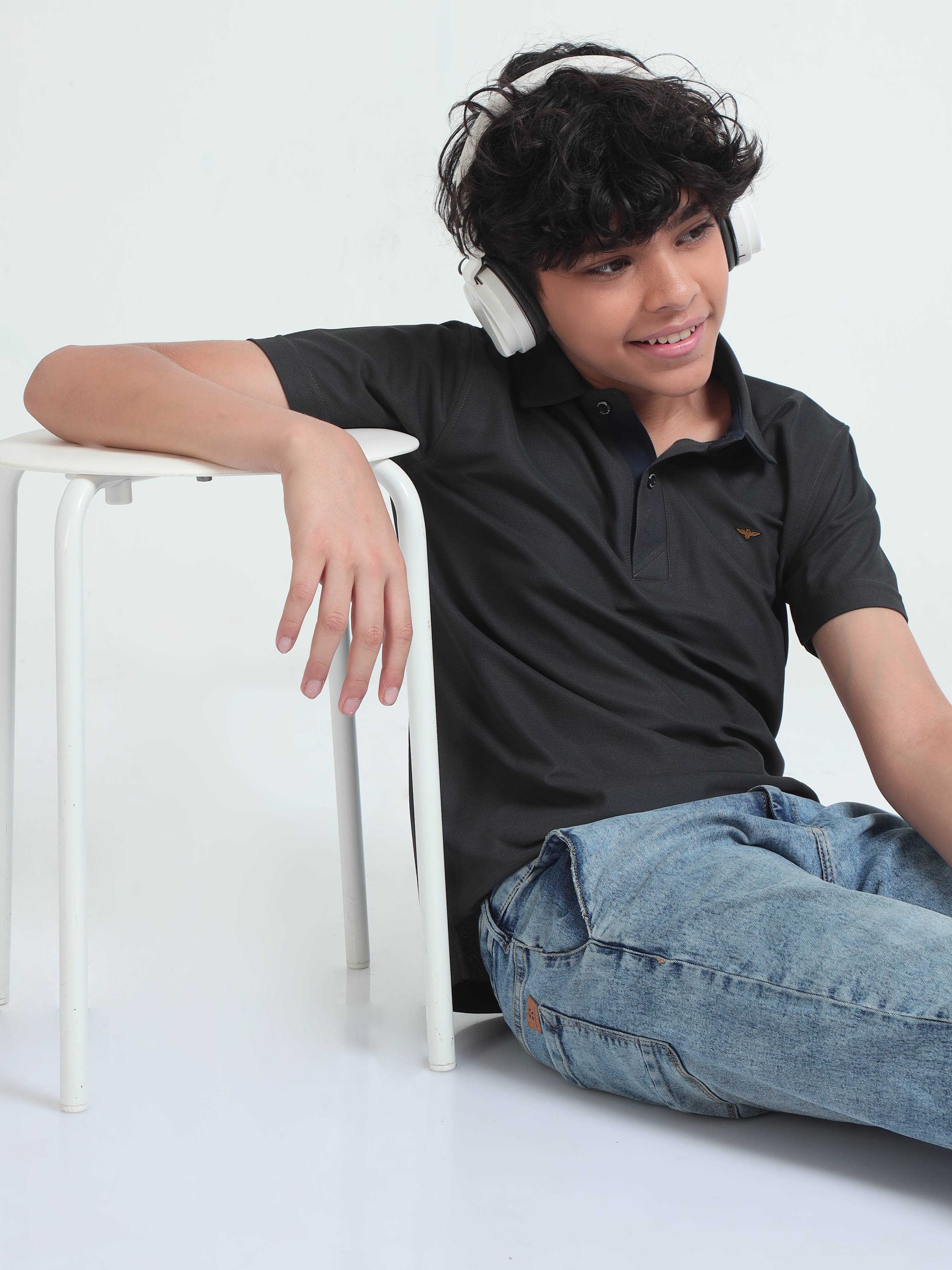 Dark Grey Premium Polo T-Shirts - Image 8