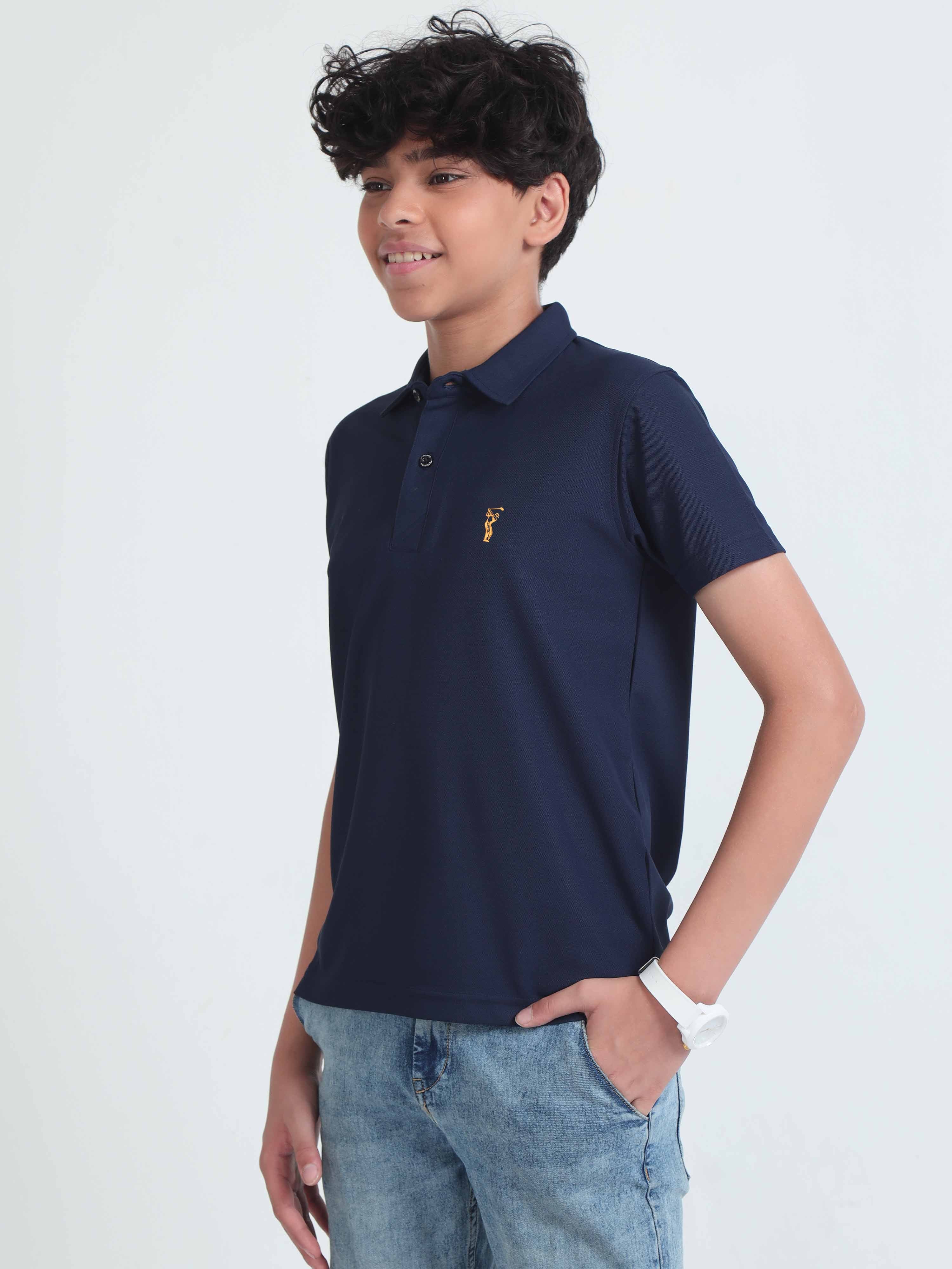 Navy Blue Premium Golf Polo T-Shirt - Image 3