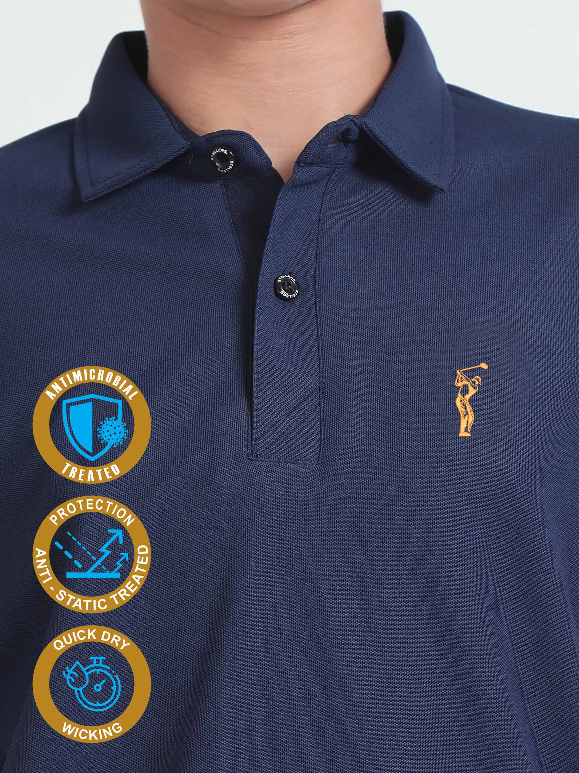 Navy Blue Premium Golf Polo T-Shirt - Image 6