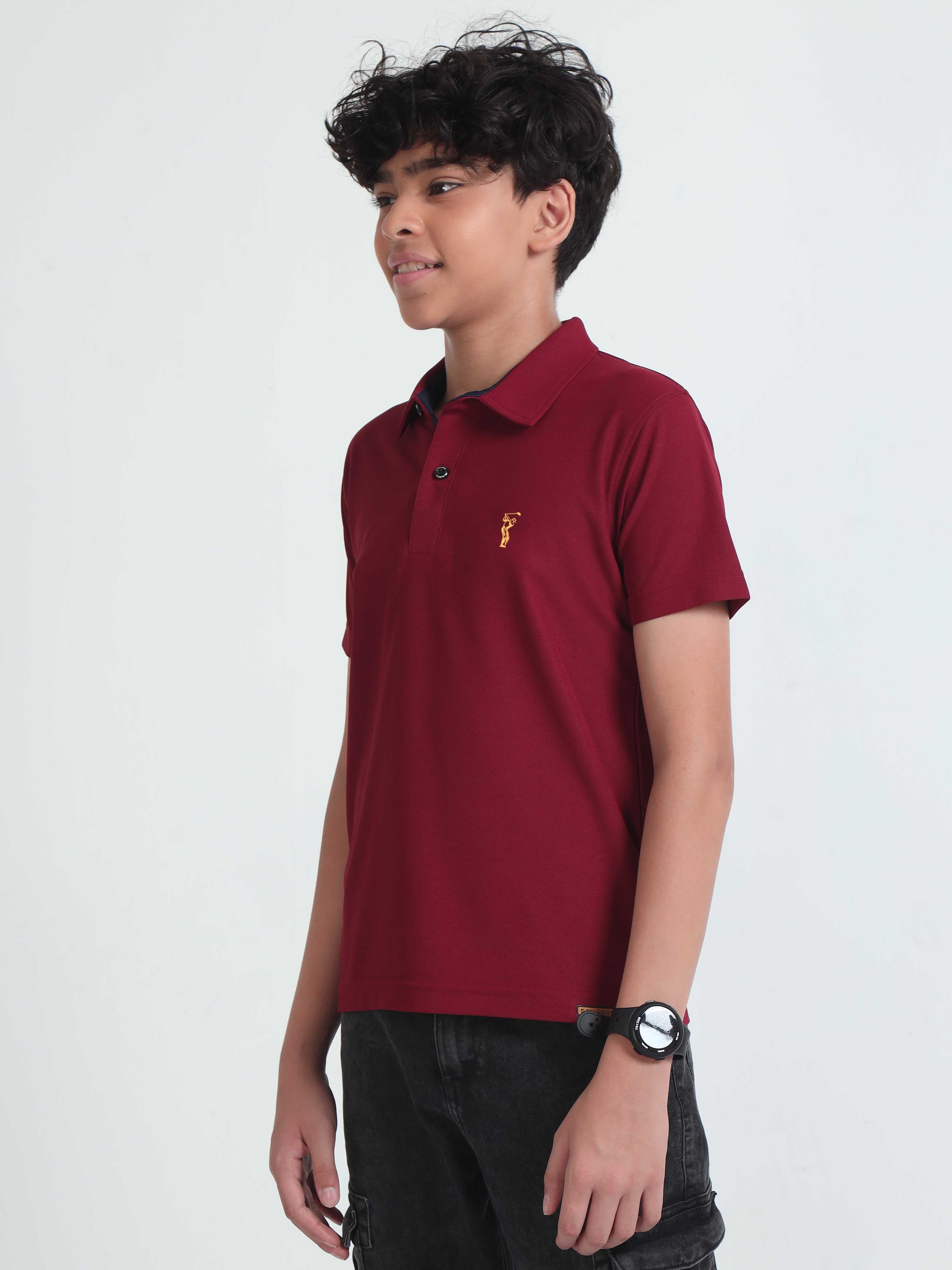 Maroon Premium Golf Polo T-Shirt - Image 3