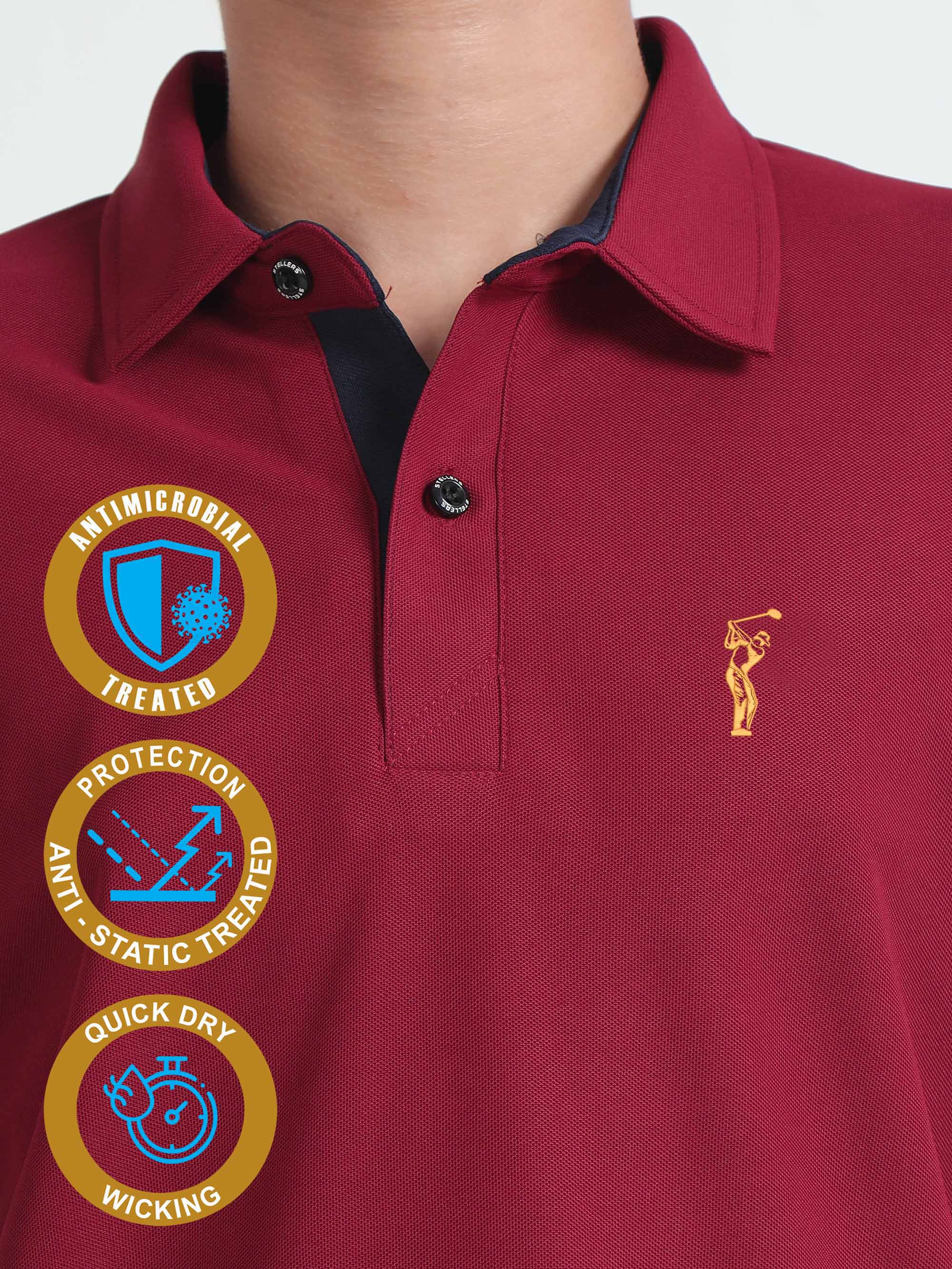 Maroon Premium Golf Polo T-Shirt - Image 6