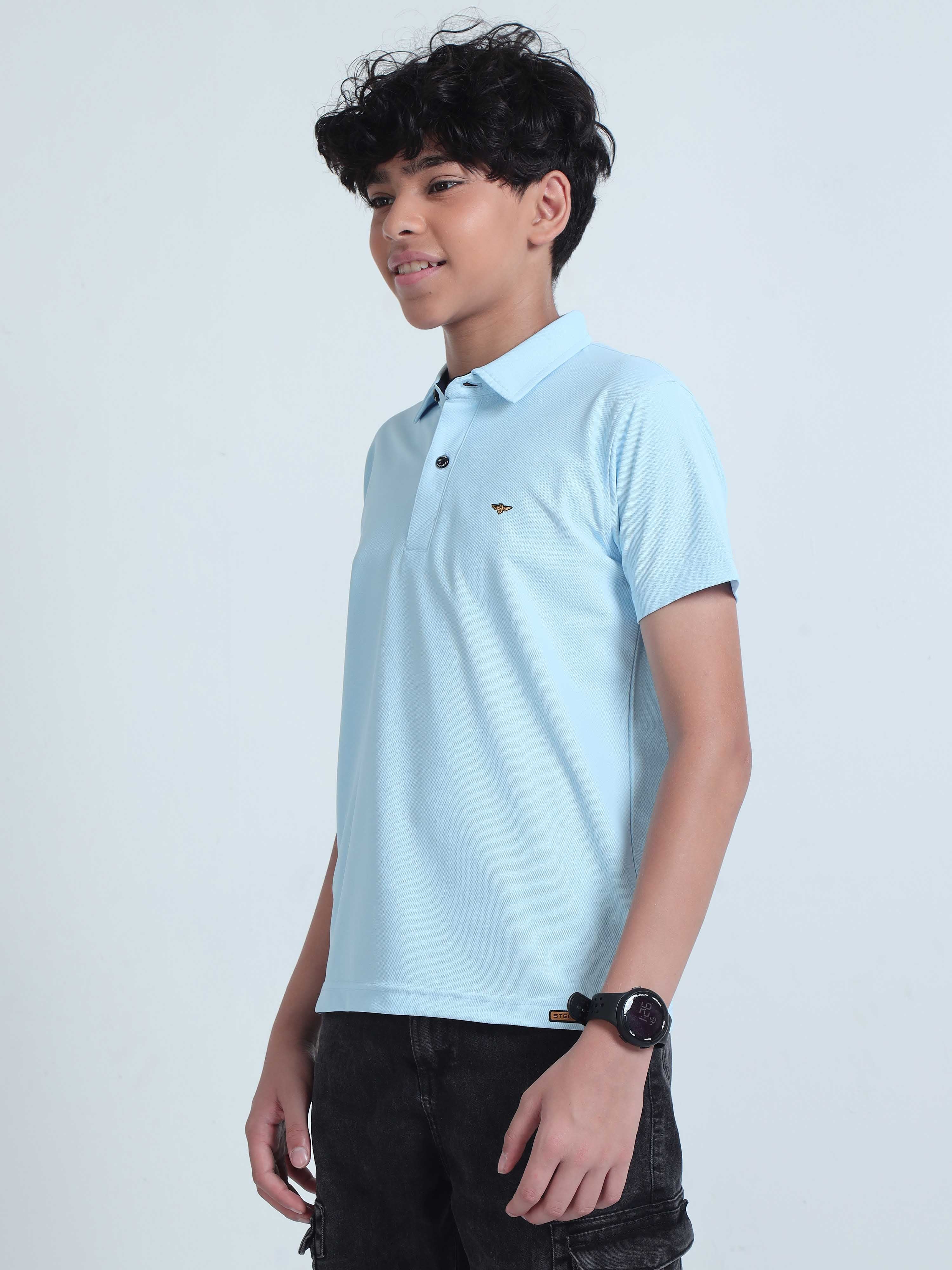 Ice Blue Premium Polo T-Shirts - Image 3