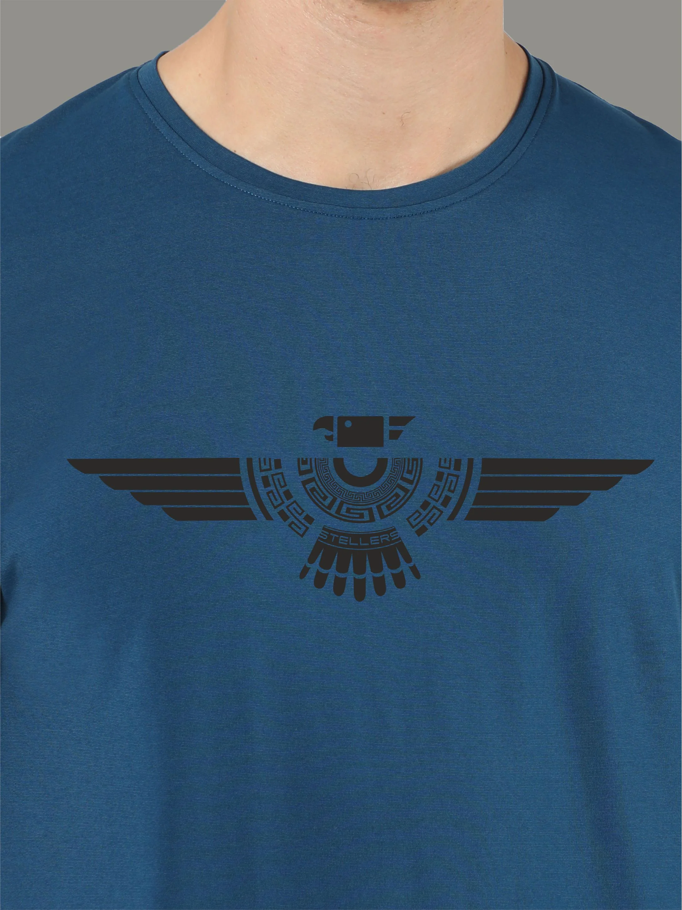 Teal Blue Men's Crew Neck T-Shirts - Image 6