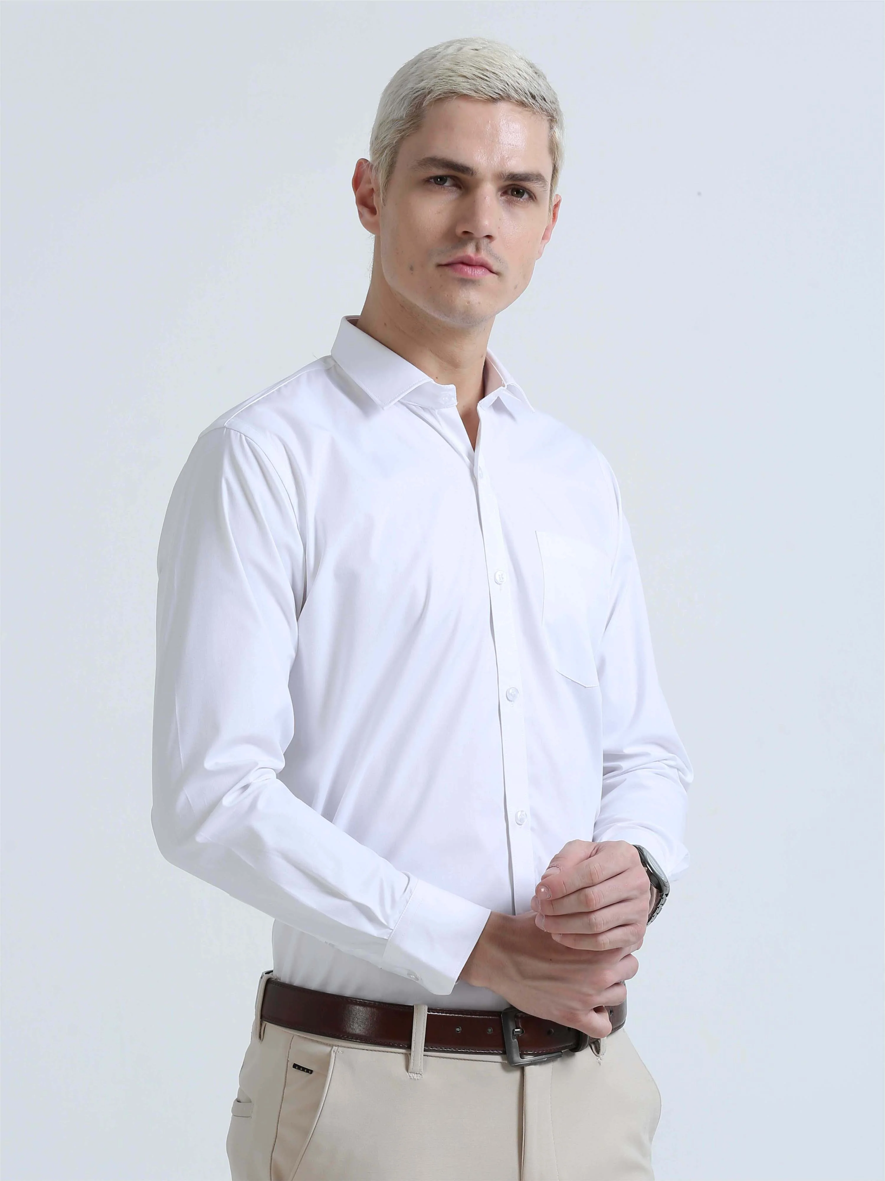 White Men's Premium Poplin Office Formals - Image 3