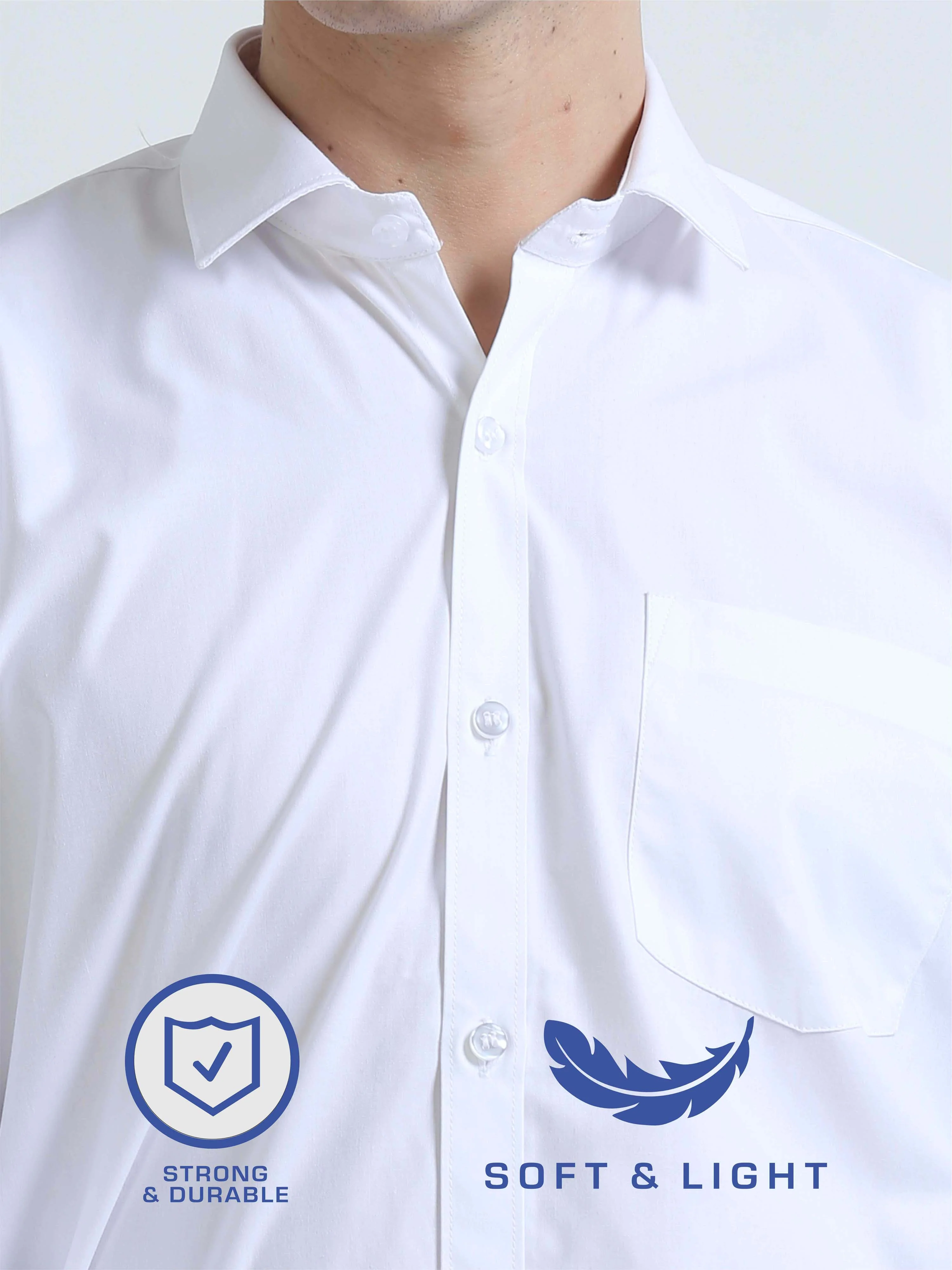 White Men's Premium Poplin Office Formals - Image 5