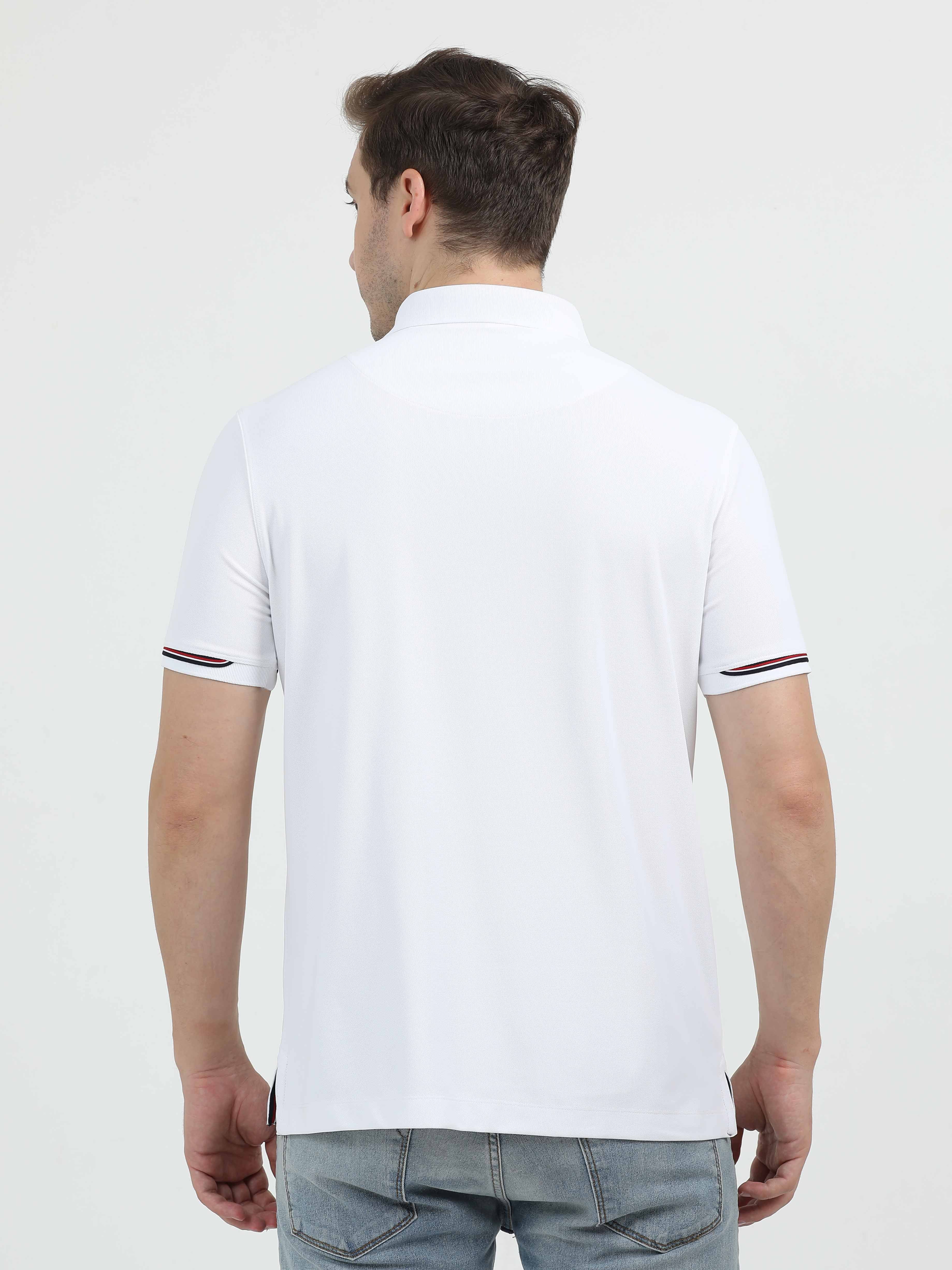 White Men's Zipper Placket Polo T-Shirt | Quick Dry | Stretchable | UV Protected | Wrinkle & Odour-Free - Image 5