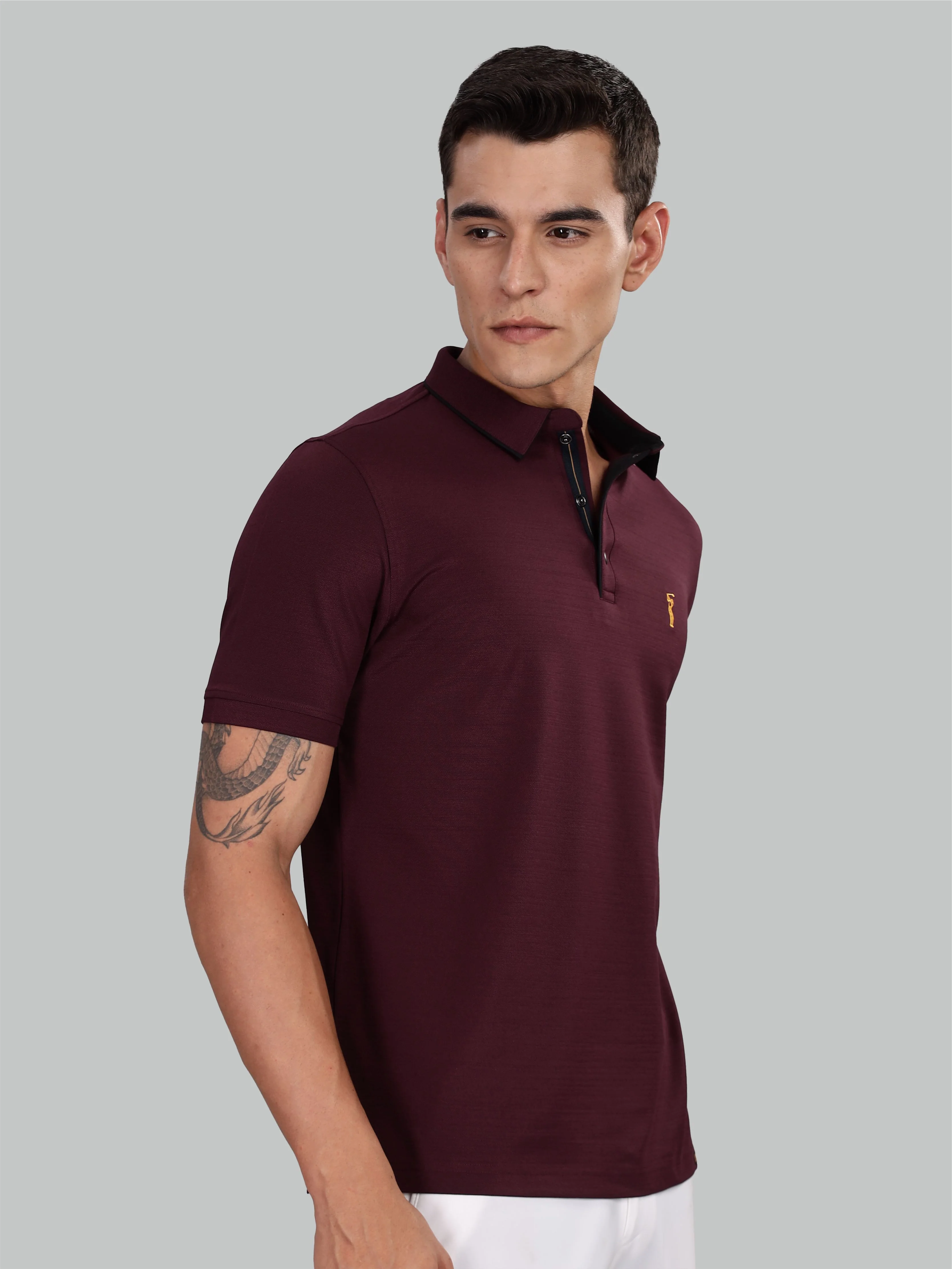 Wine Premium Pique Crush Polo T-Shirt - Image 3