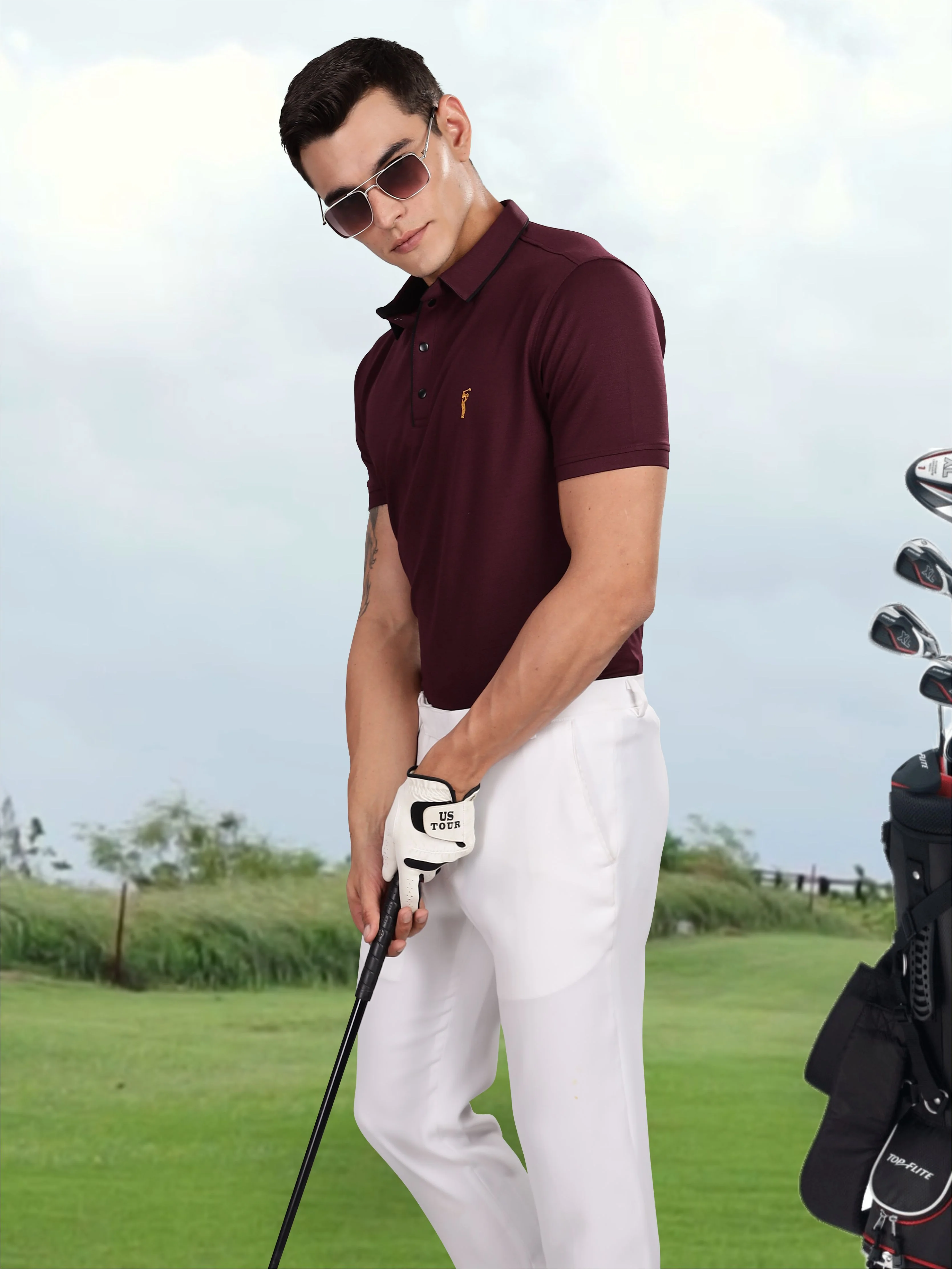 Wine Premium Pique Crush Polo T-Shirt - Image 6