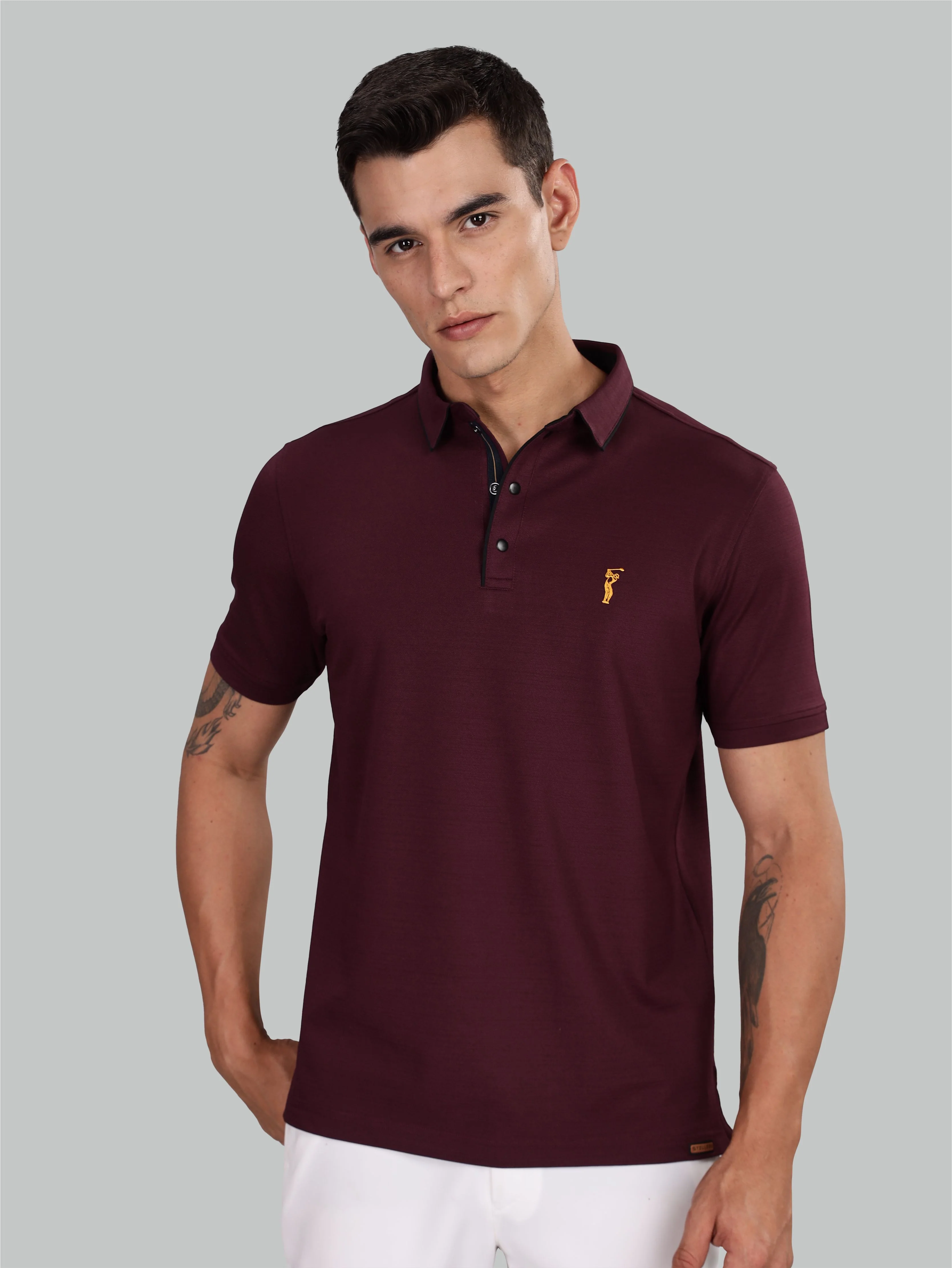 Wine Premium Pique Crush Polo T-Shirt - Image 7