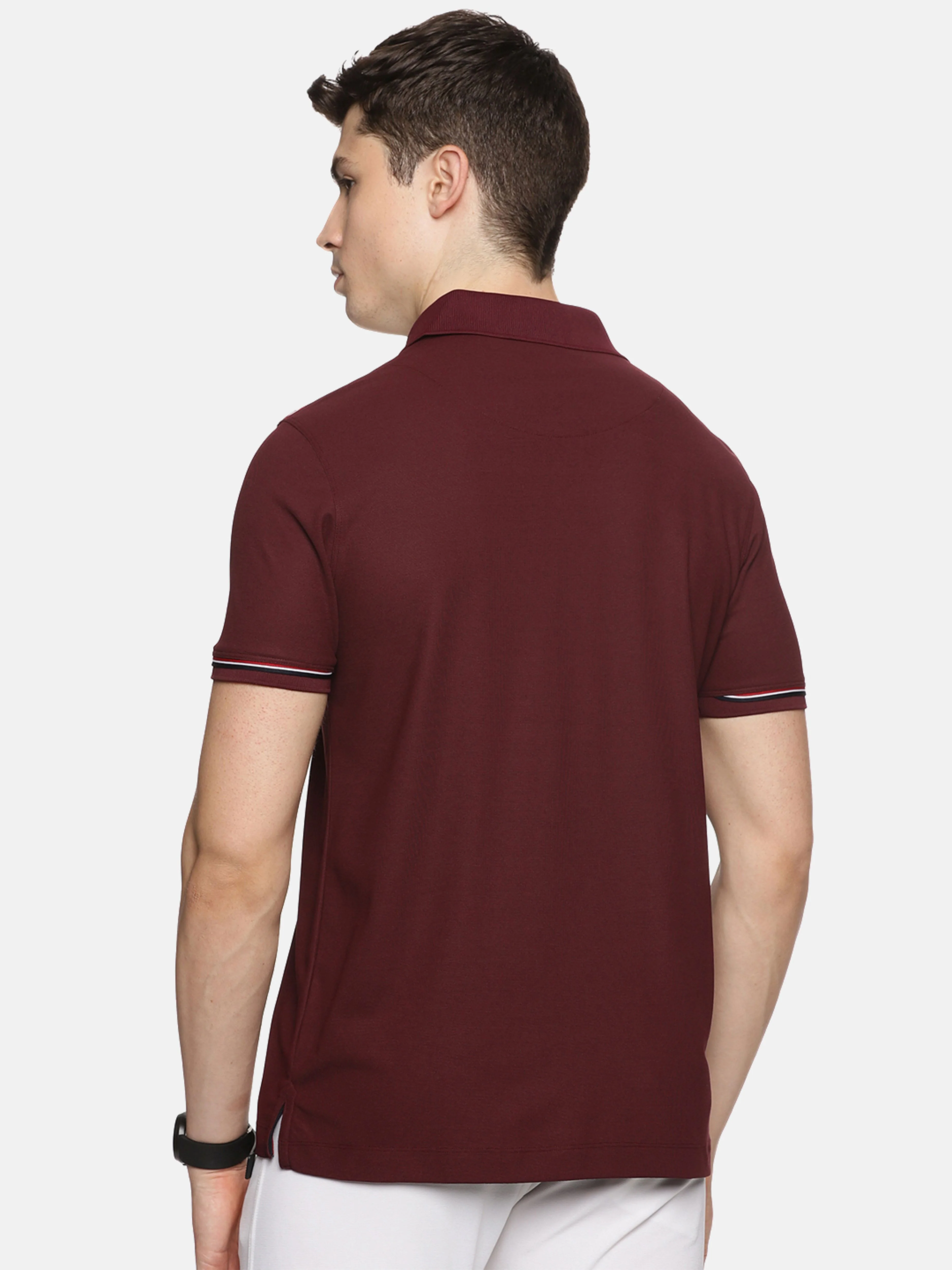Wine Men's Zipper Placket Polo T-Shirt | Quick Dry | Stretchable | UV Protected | Wrinkle & Odour-Free - Image 4