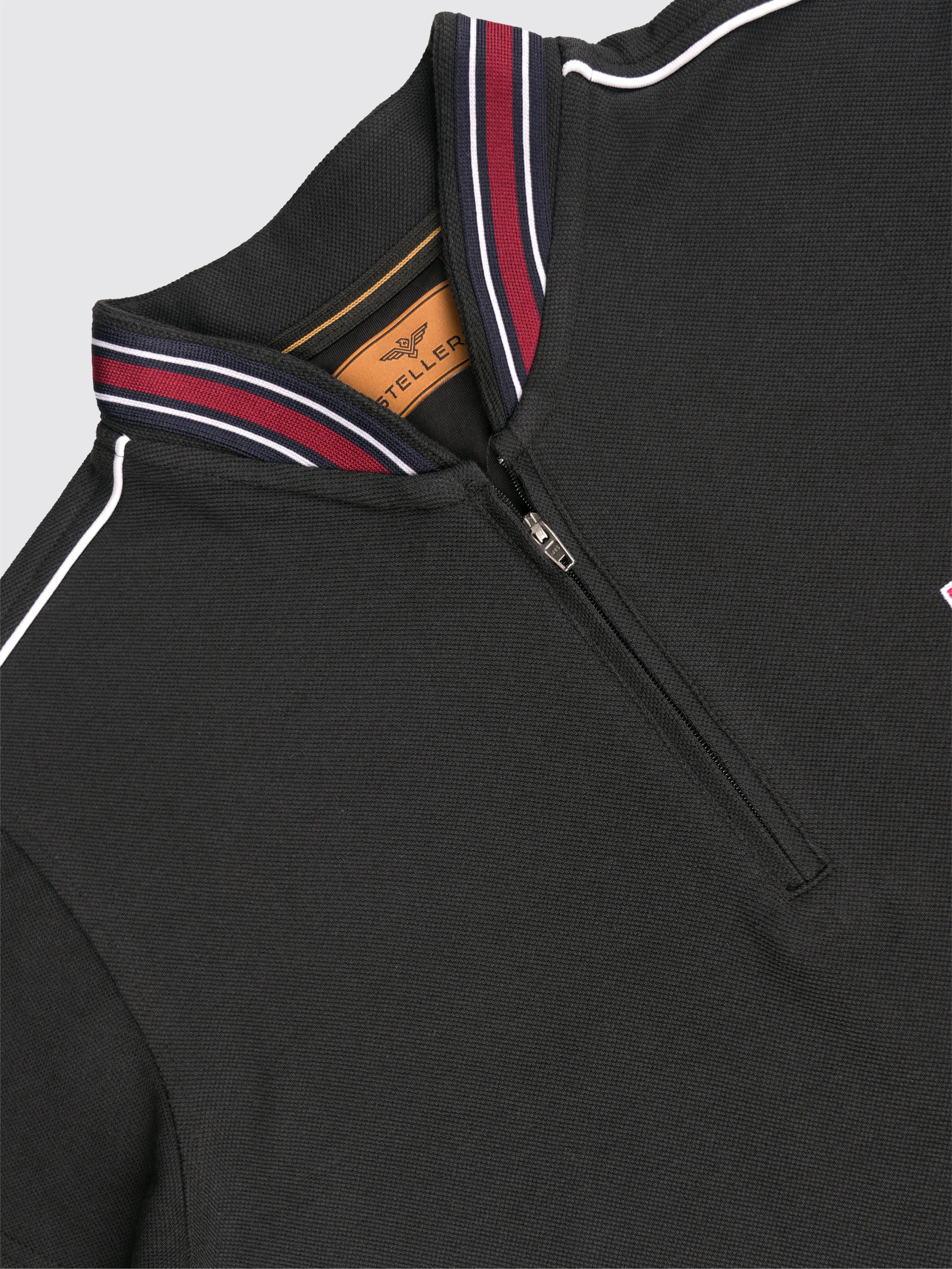 Women Black Zipper Chinese Collar Polo T-shirt | Premium Cotton | Stretchable | Feather touch feel | Sustainable | Breathable | Light Weight - Image 9
