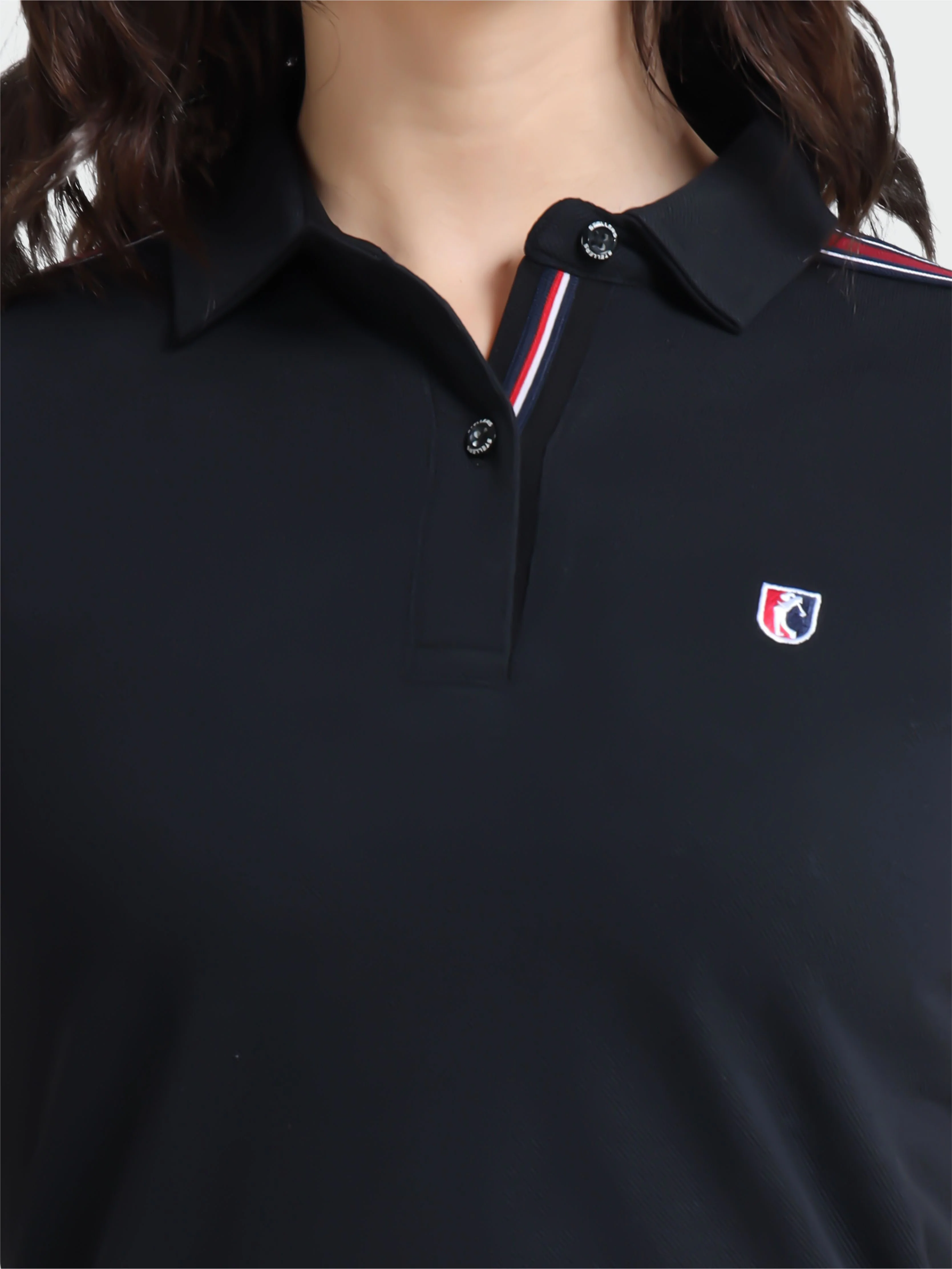 Women Black Regular Fit Polo T-shirt | Premium Cotton | Stretchable | Feather touch feel | Sustainable | Breathable | Light Weight - Image 5