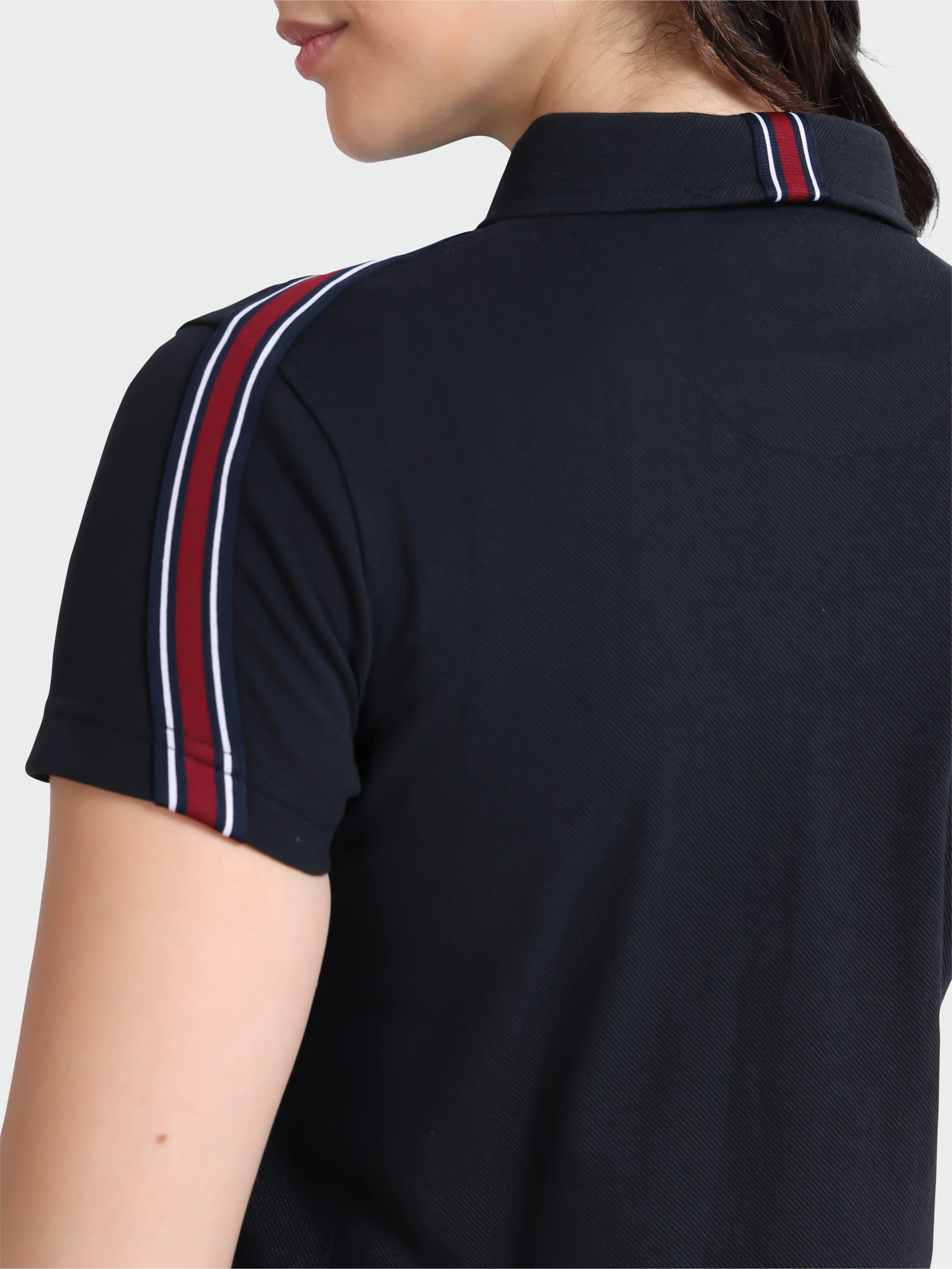 Women Black Regular Fit Polo T-shirt | Premium Cotton | Stretchable | Feather touch feel | Sustainable | Breathable | Light Weight - Image 6