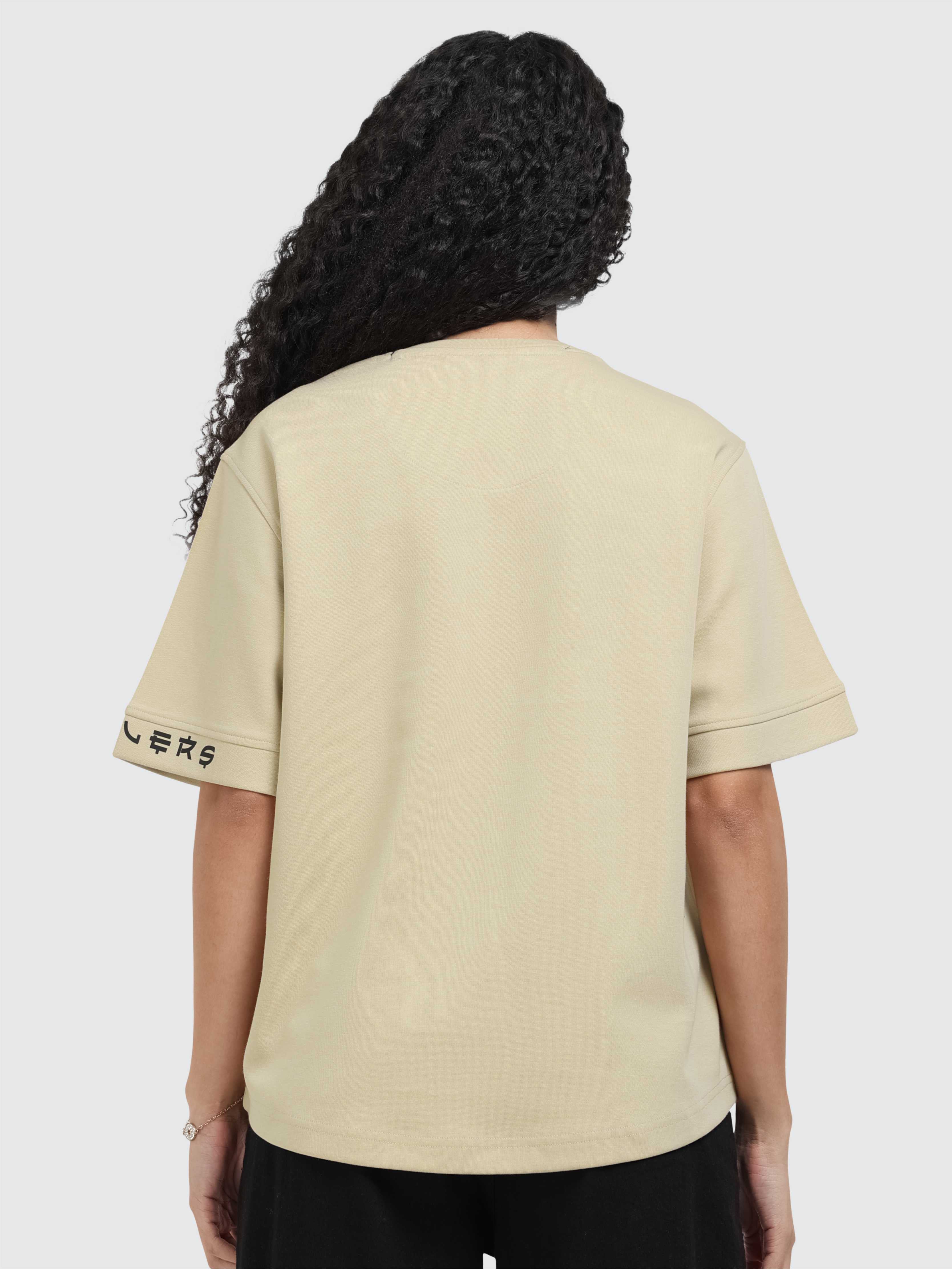 Women Oversized T-Shirt - Beige | Feather Touch Feel | Odour Resistant | Quick Dry | Stretchable | Lightweight - Image 4