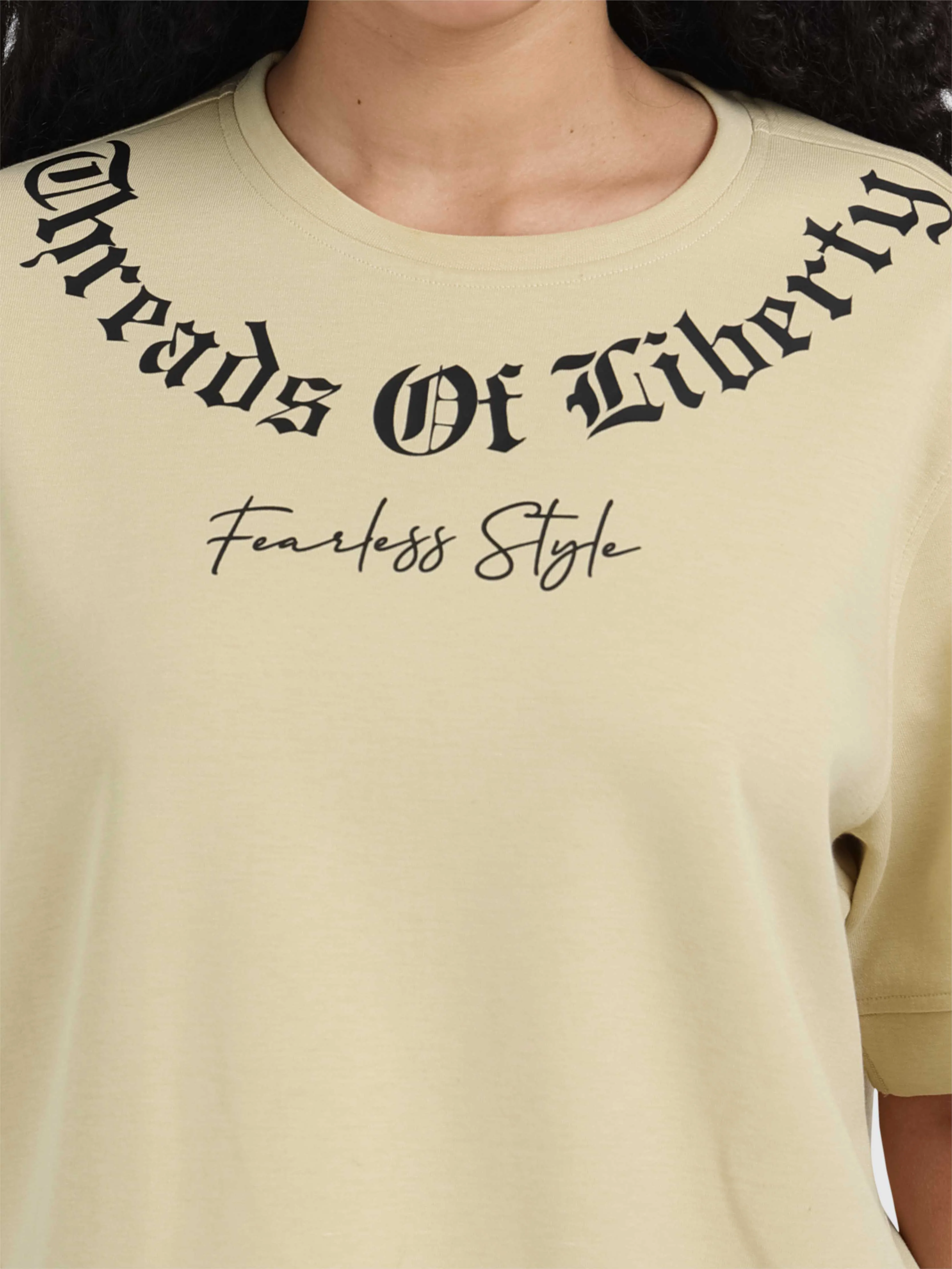 Women Oversized T-Shirt - Beige | Feather Touch Feel | Odour Resistant | Quick Dry | Stretchable | Lightweight - Image 5