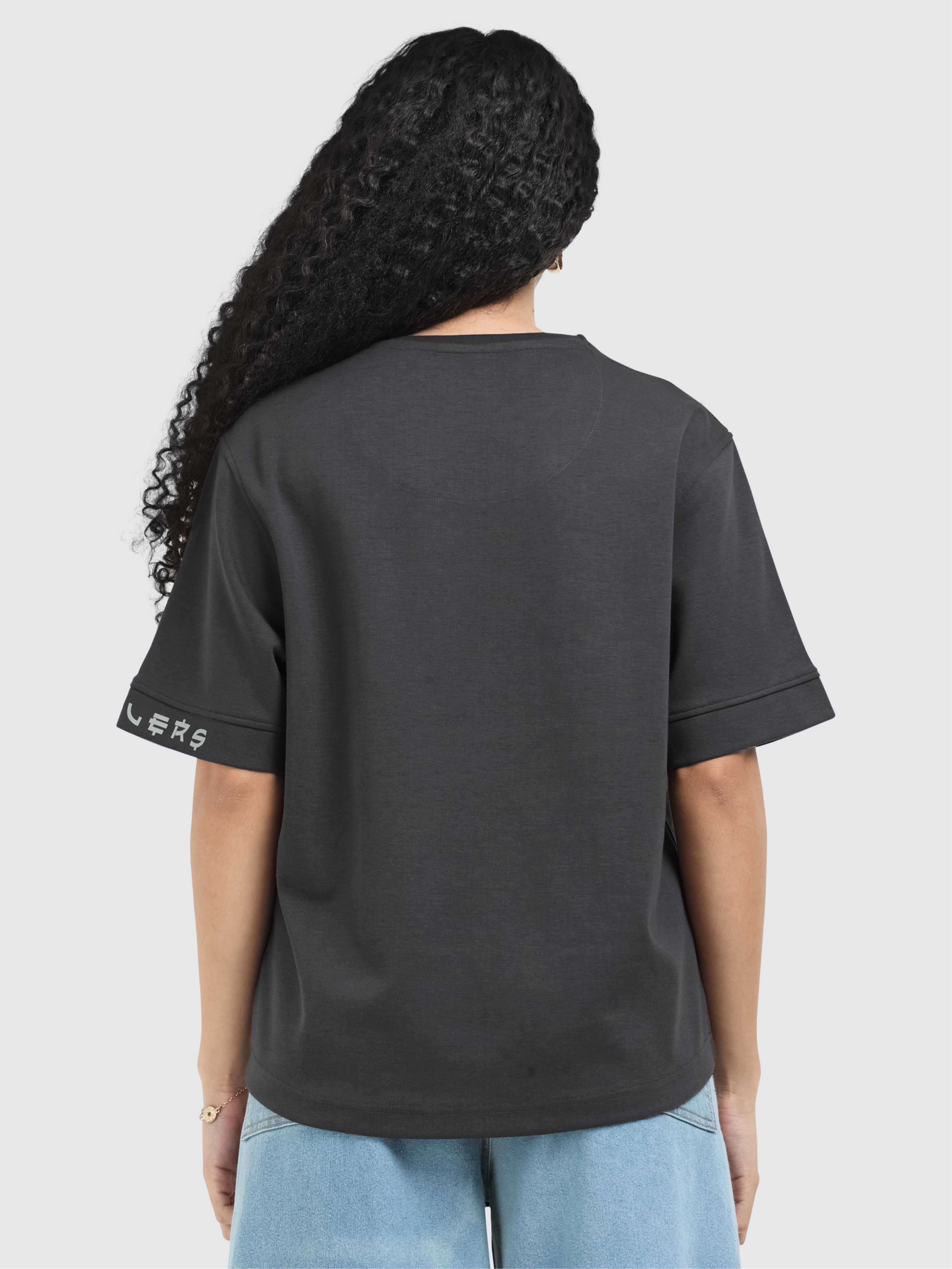 Women Oversized T-Shirt - Dark Grey | Feather Touch Feel | Odour Resistant | Quick Dry | Stretchable | Lightweight - Image 4