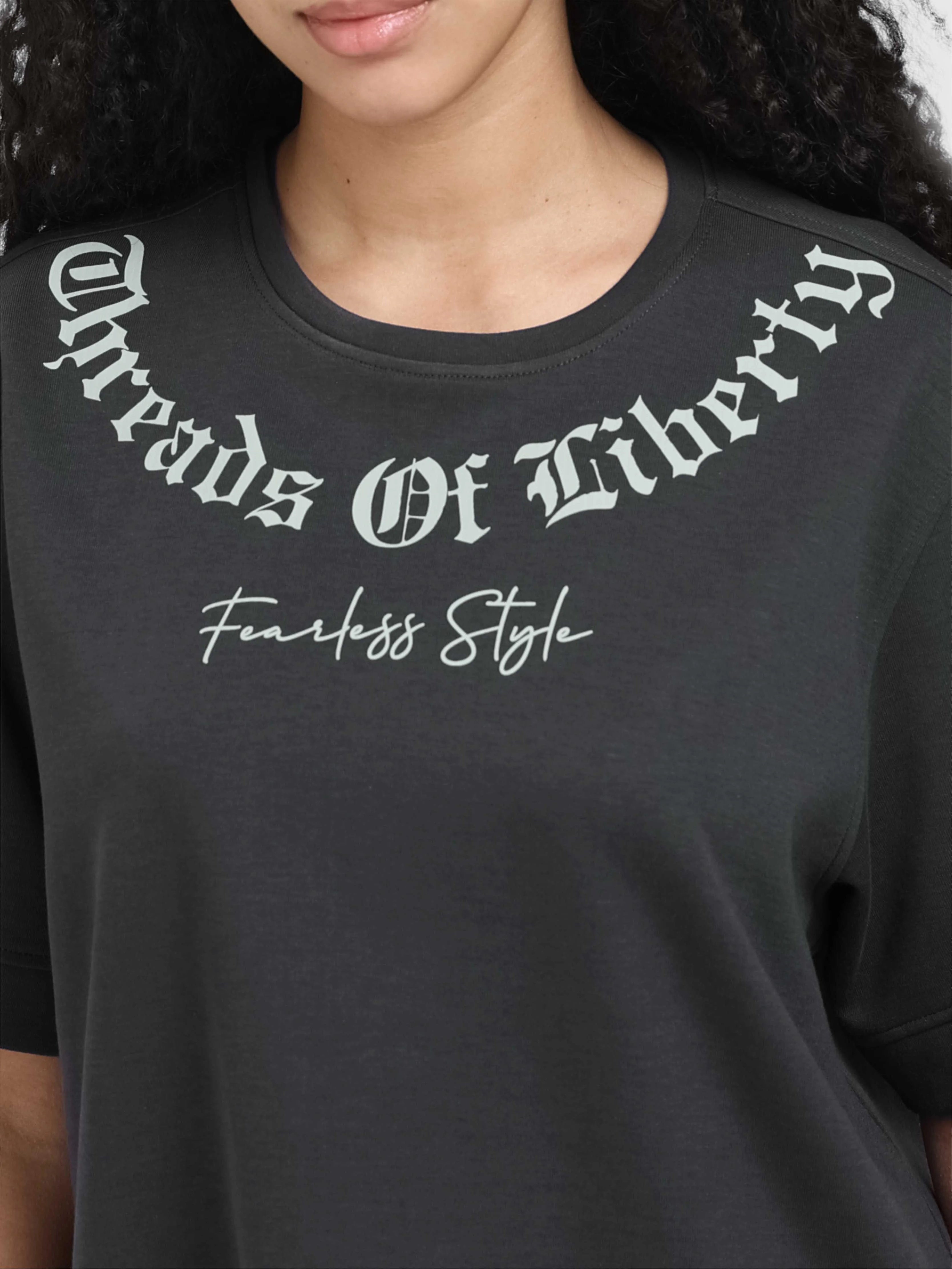 Women Oversized T-Shirt - Dark Grey | Feather Touch Feel | Odour Resistant | Quick Dry | Stretchable | Lightweight - Image 5