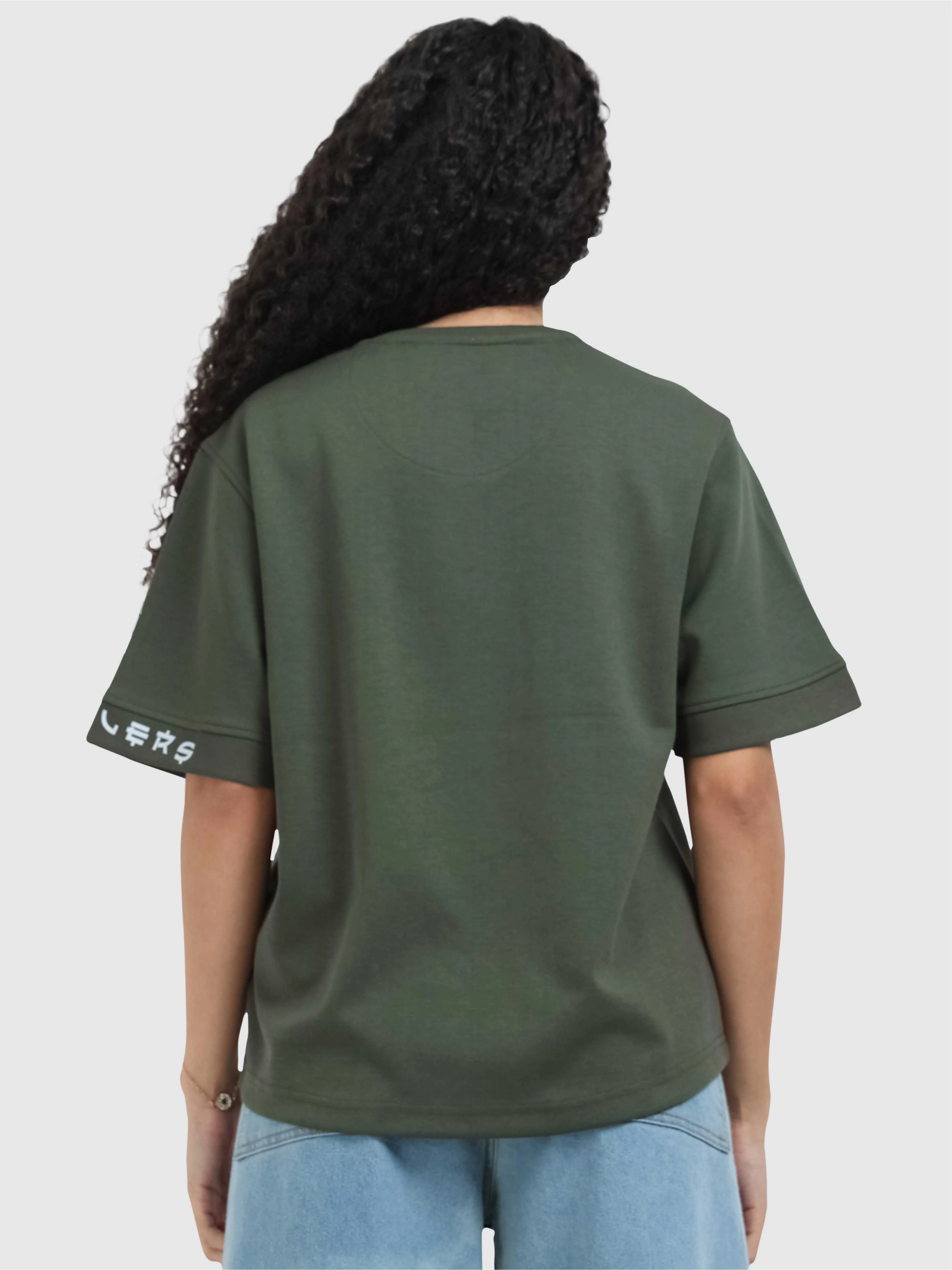 Women Oversized T-Shirt - Olive Green | Feather Touch Feel | Odour Resistant | Quick Dry | Stretchable | Lightweight - Image 4